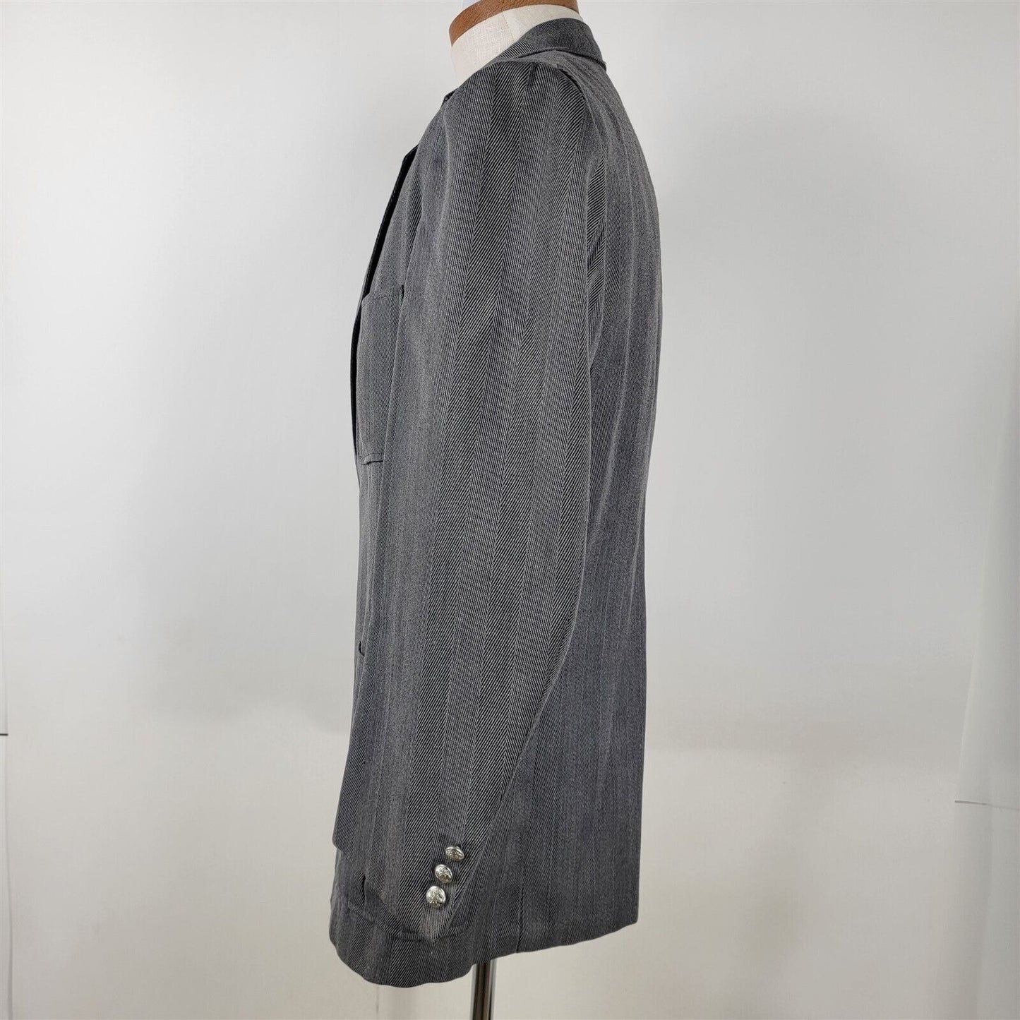 Vintage Cricketeer Gray Herringbone 2 Button Blazer Suit Coat Jacket