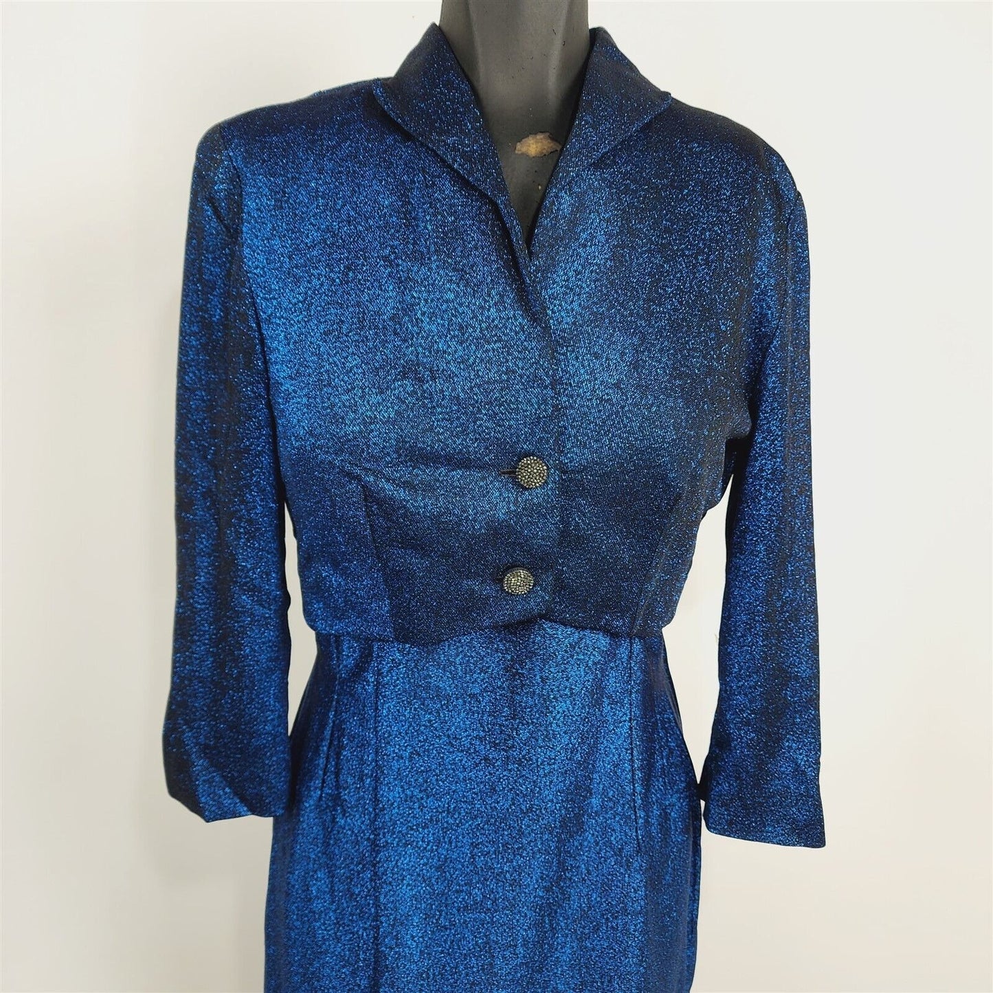 Vintage Blue/Black Shimmer Dress w/ Jacket Set