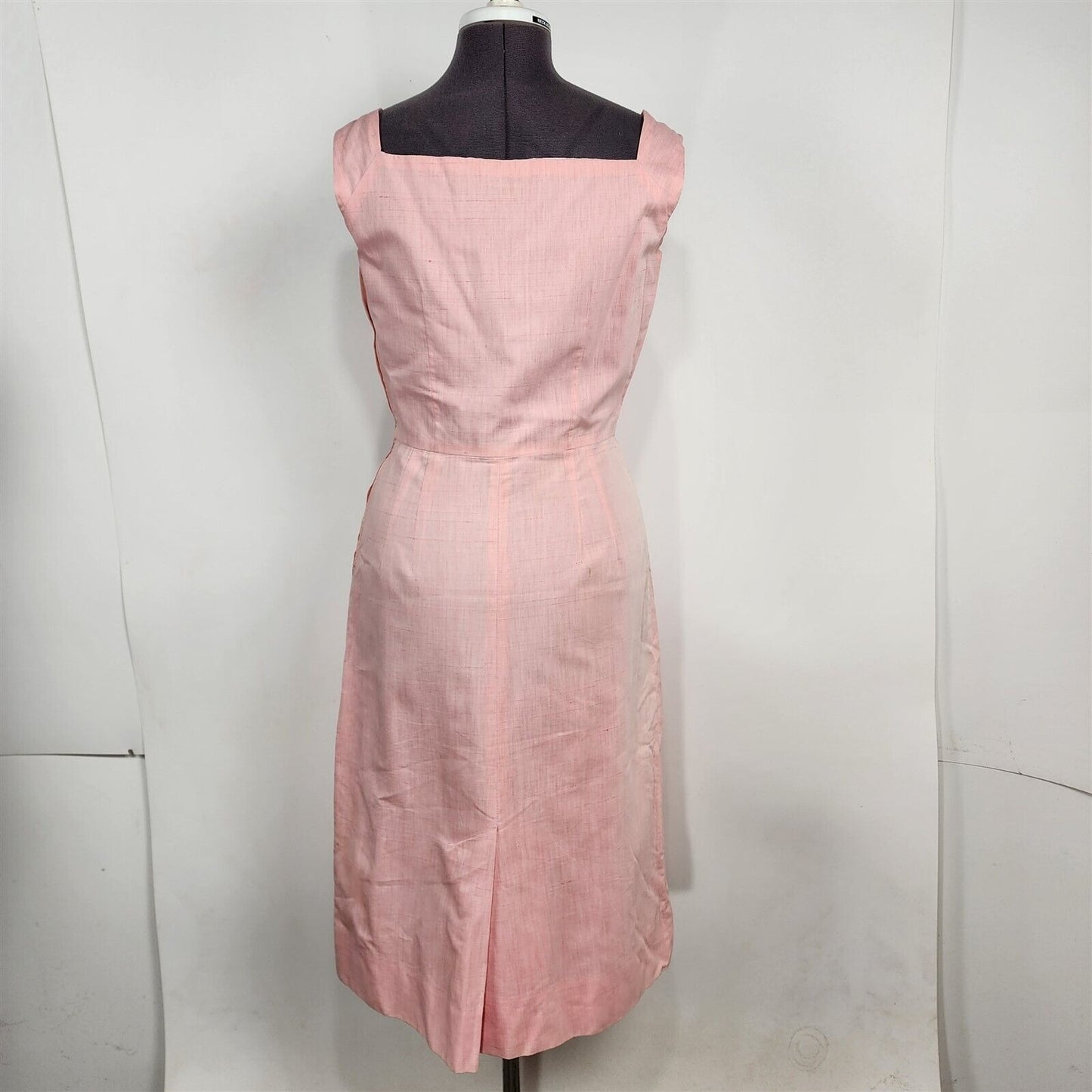 Vintage Pink Square Neck Straight Sheath Dress Womens Size M