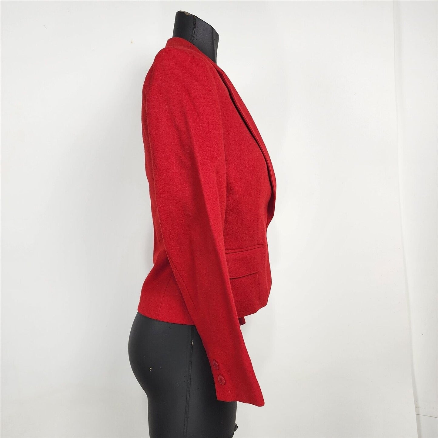 Vintage Solid Red Wool Skirt Suit Set Womens Size 4 Petite