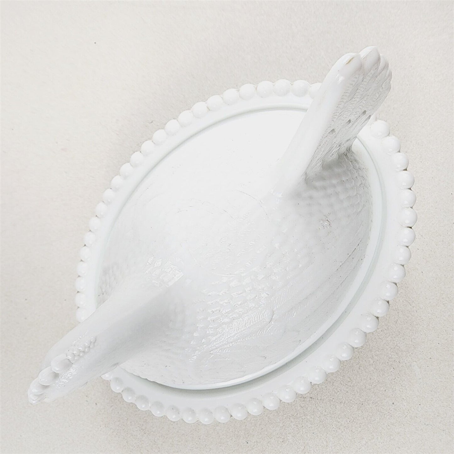 Vintage Milk Glass White Hen on Nest Chicken Covered Candy Dish - 7" long