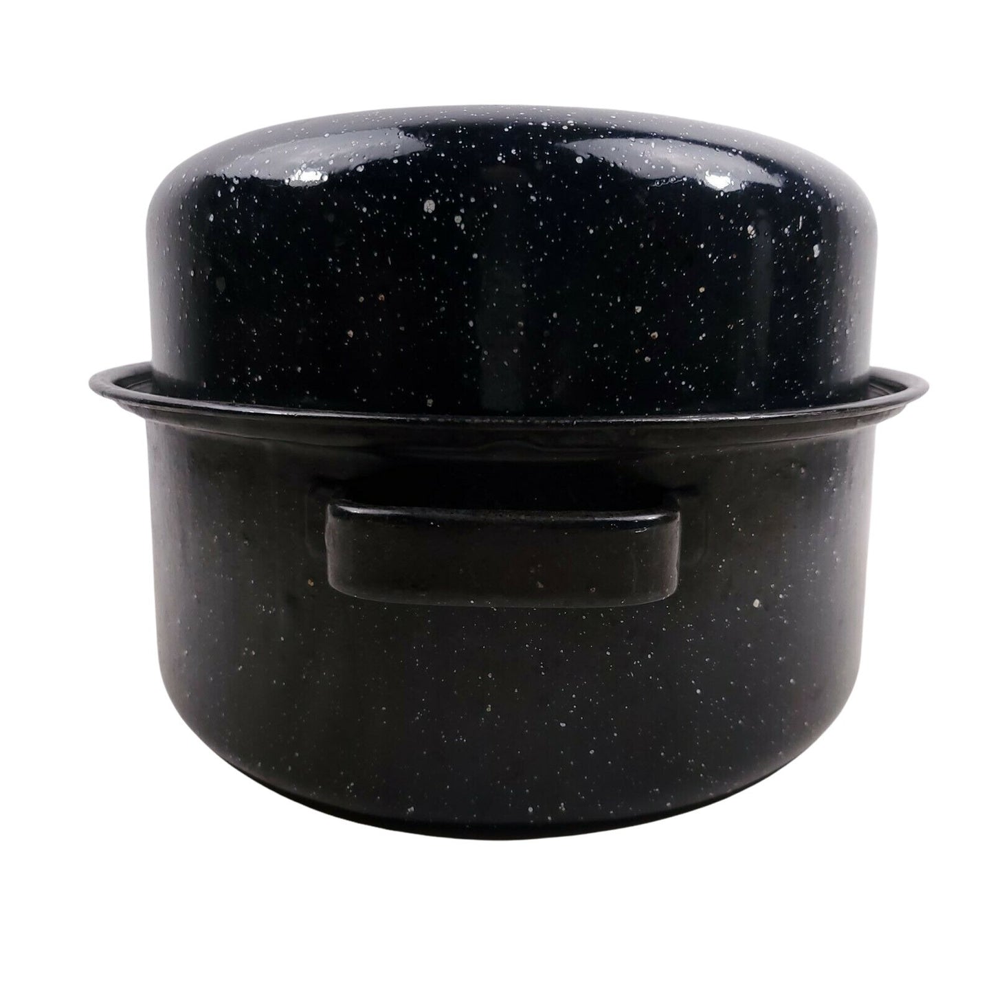 Cookware Vintage Black Speckled Oval Roasting Pan Enamelware 16.5"x12.25"x7.5"