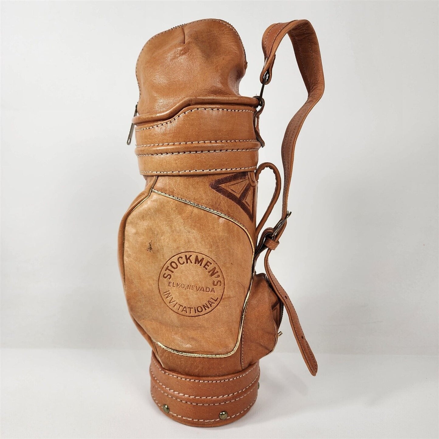 Vintage Leather Purse Golf Bag Design Stockmens Elko Nevada Invitational - 16"