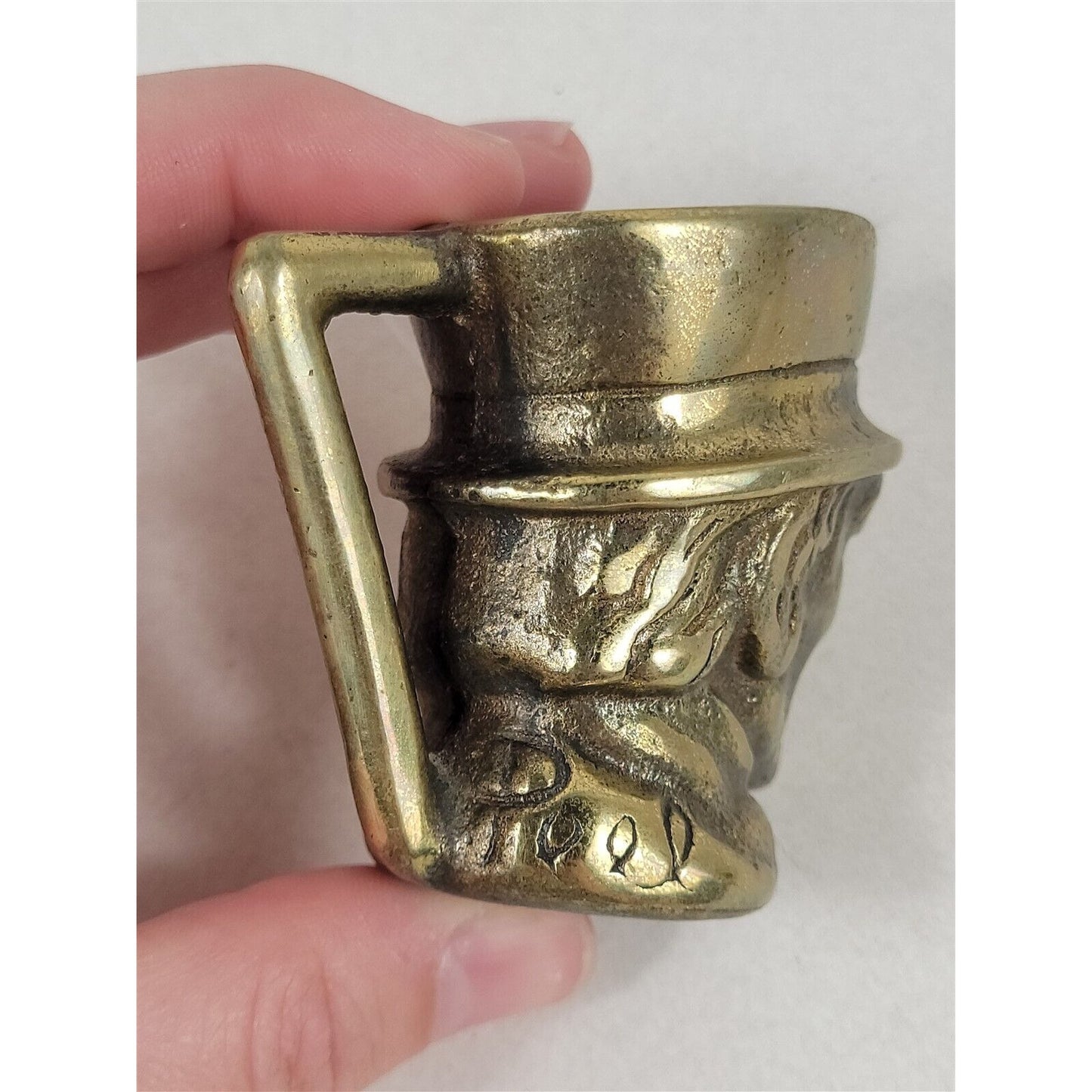 Brass Toby Jug Character Face Tankard Mug Decorative Vintage 2"