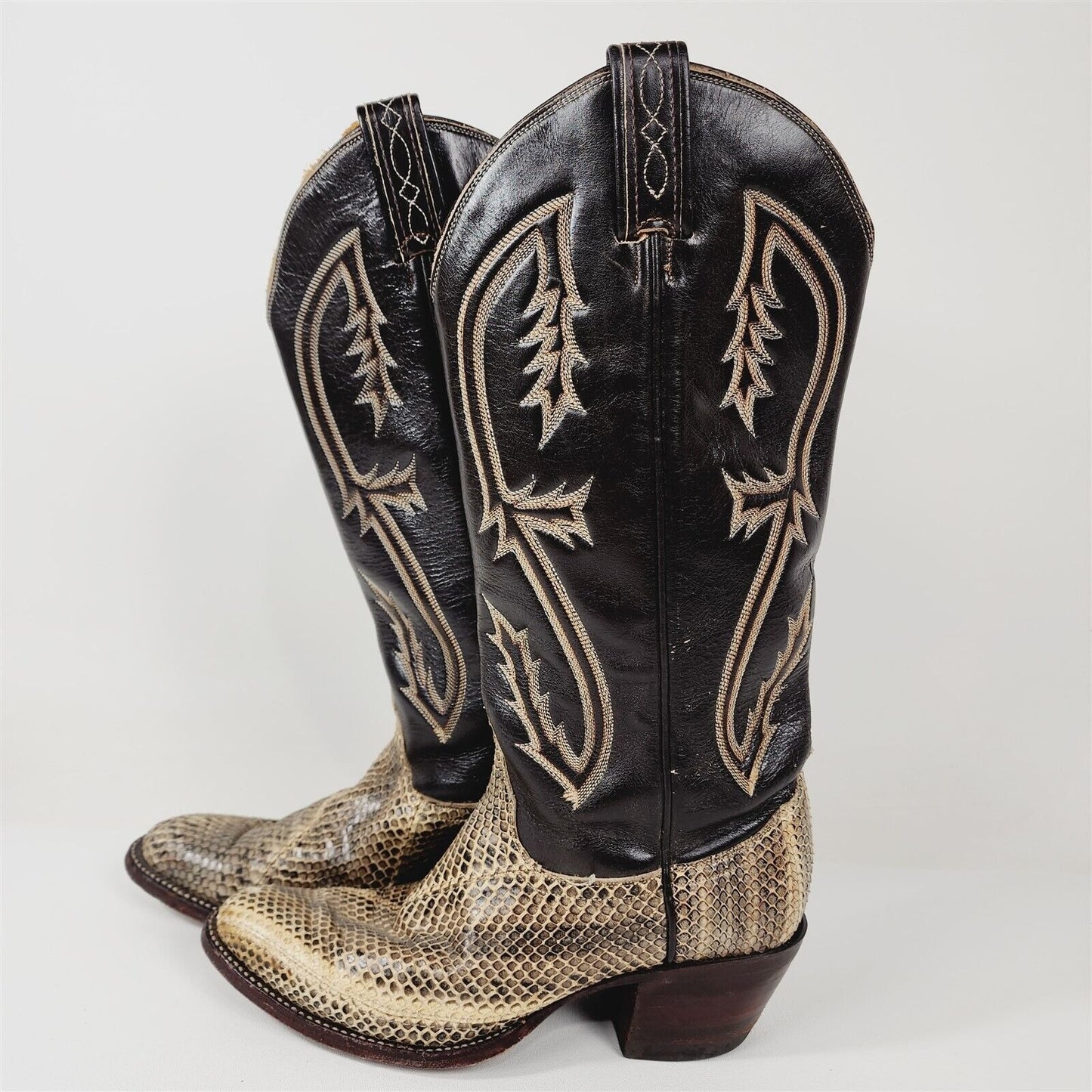 Vintage Tony Lama Leather Python Snakeskin Cowboy Western Boots Size 6B 8460