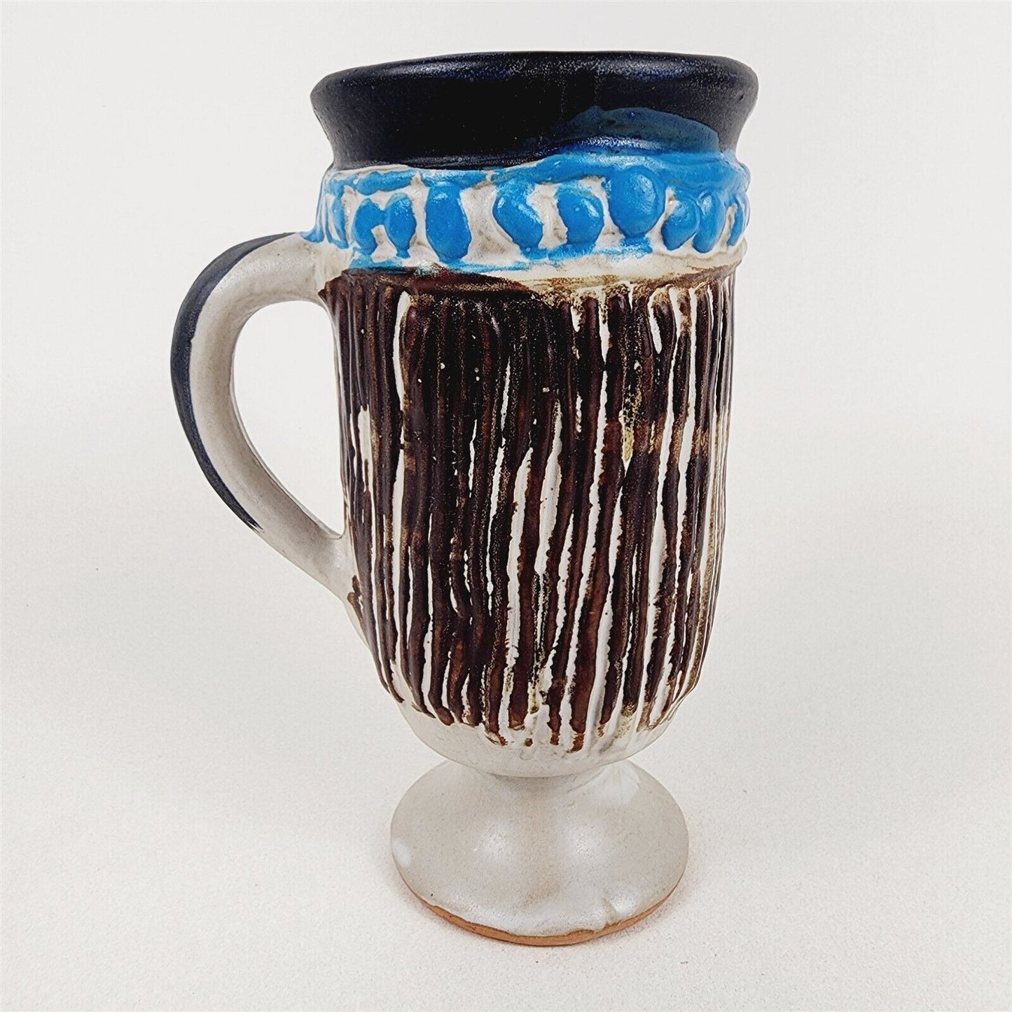 Vintage Pacific Stoneware 1971 Bennet Welsh Face Mug Hippie Headband Abstract