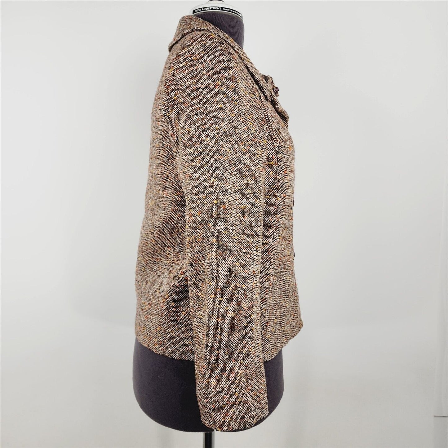 Vintage Betty Rose 1960s Brown Tweed Jacket Button Front Button Loop Coat