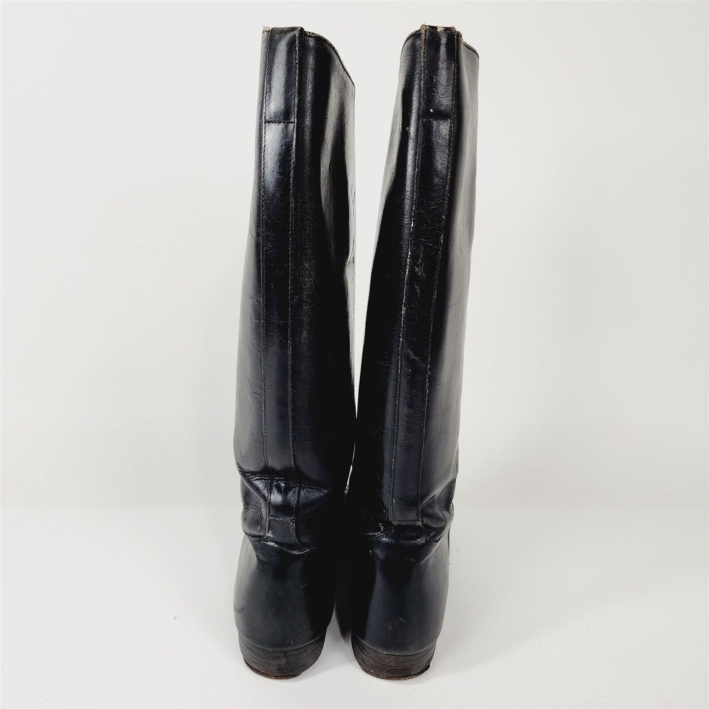 Vintage Black Leather Knee High Riding Boots Womens Size 5.5