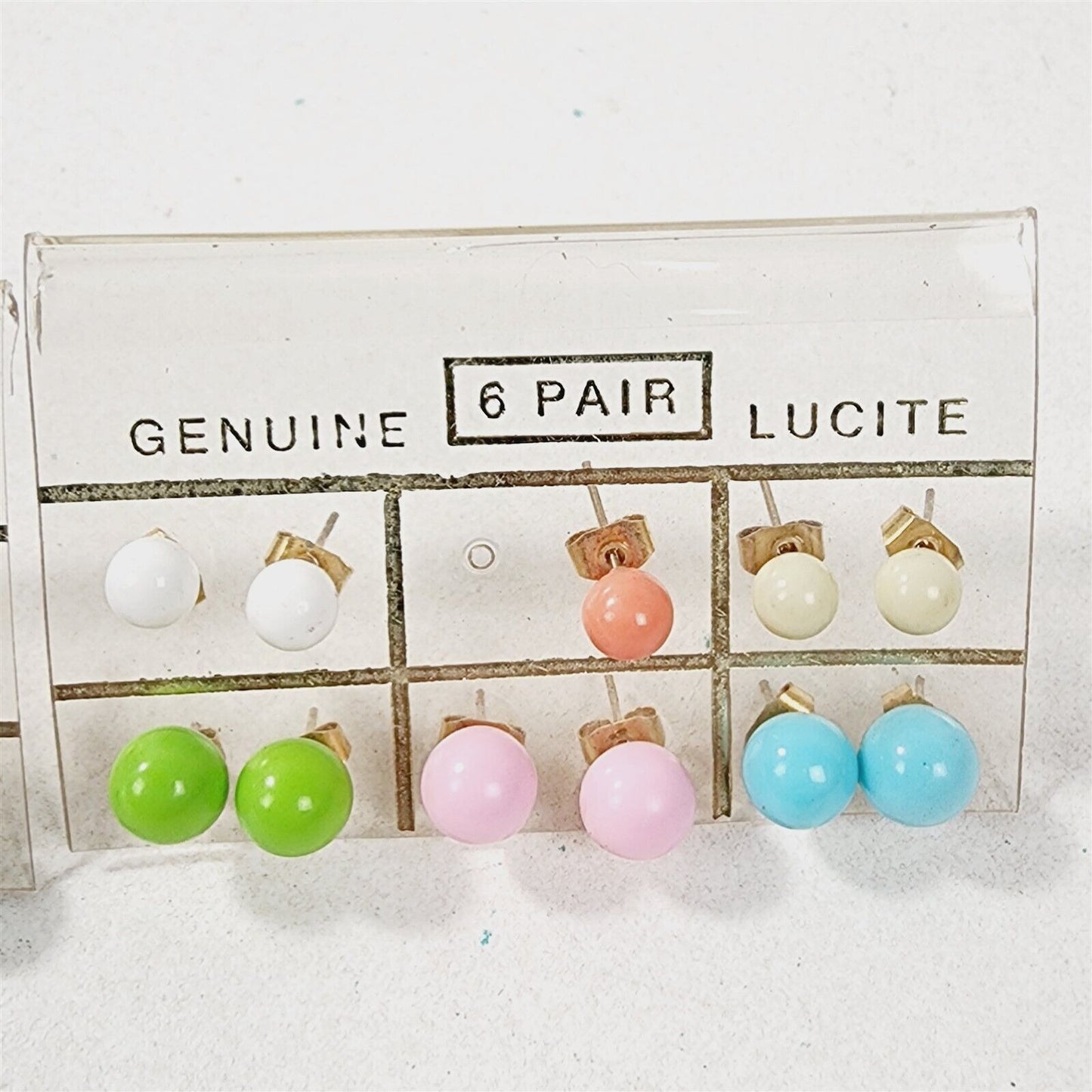 11 Pairs of Vintage Lucite Retro Round Ball Stud Earrings Pierced + 1 Single