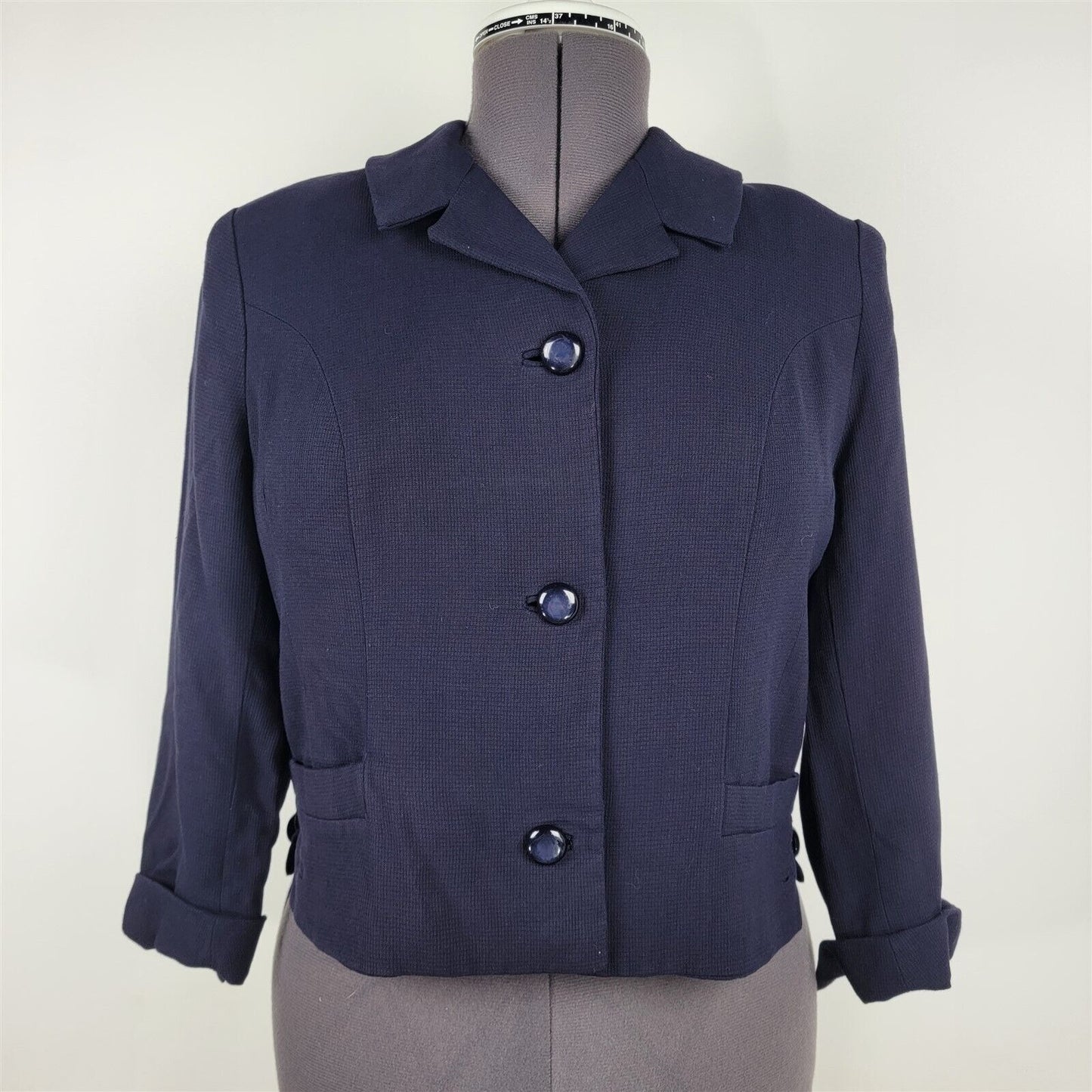 Vintage 1960s Kirkland Hall Navy Blue Skirt Suit Set Womens S/M