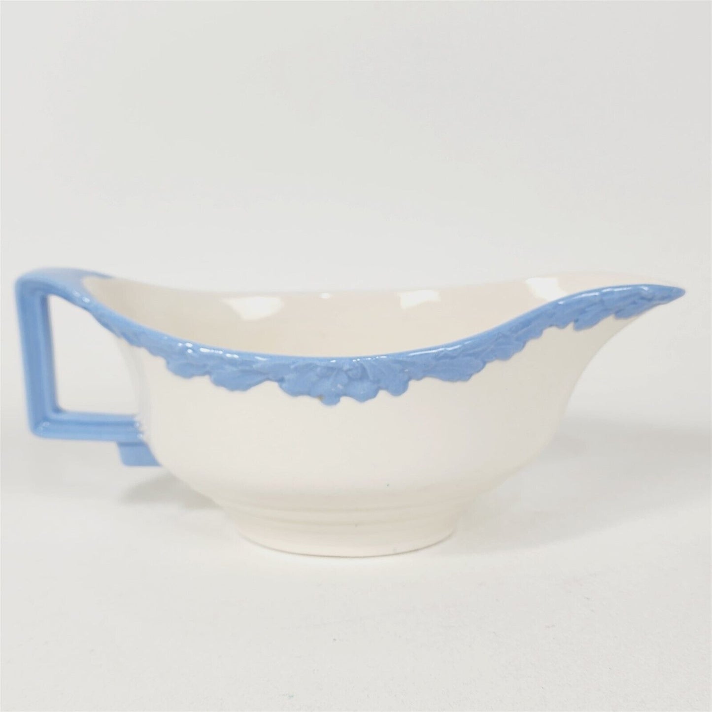 Vintage Johnson Bros English Oak White Blue Trim Gravy Boat