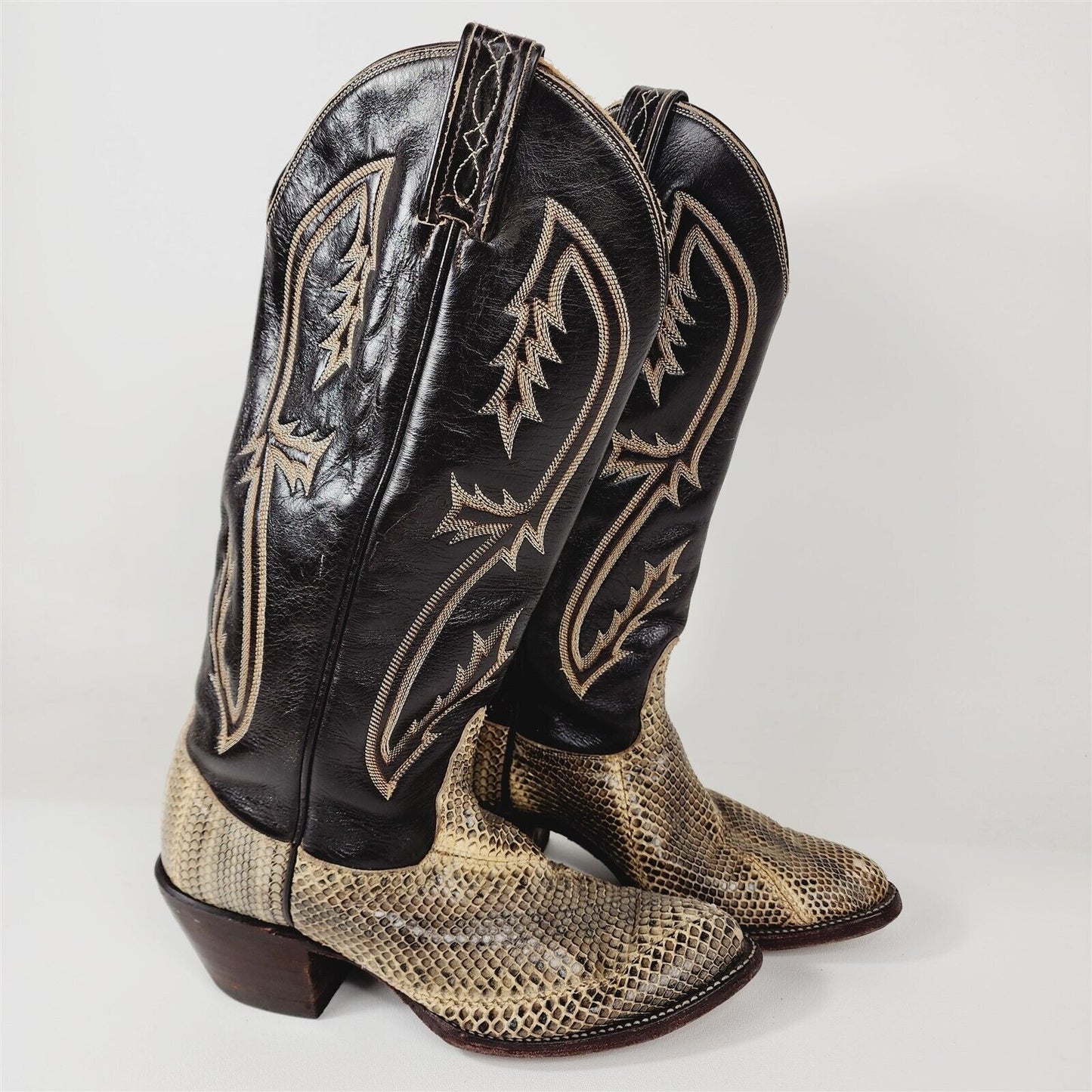 Vintage Tony Lama Leather Python Snakeskin Cowboy Western Boots Size 6B 8460