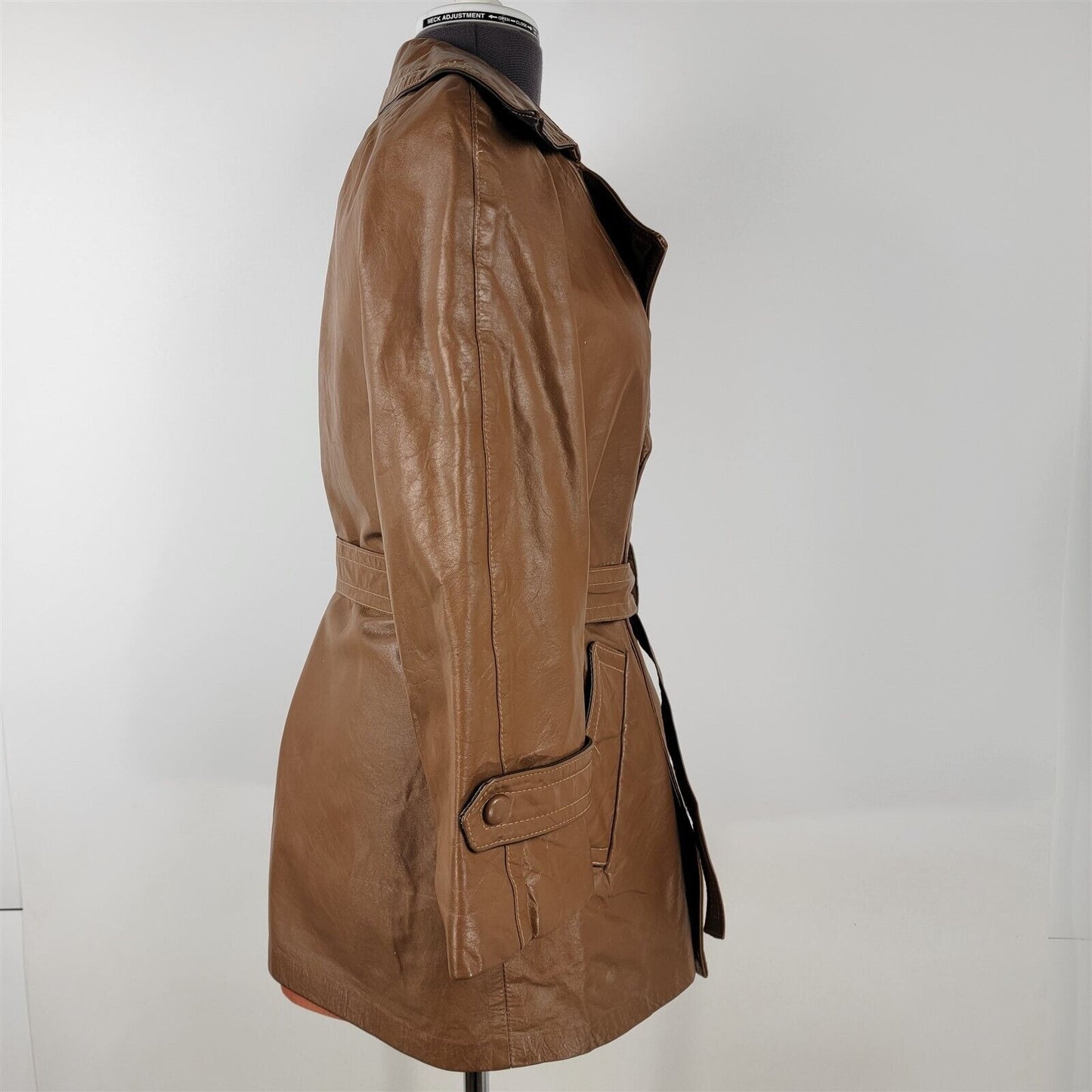 Vintage 1970s Tan Wrap Leather Jacket w/ Belt Womens M/L