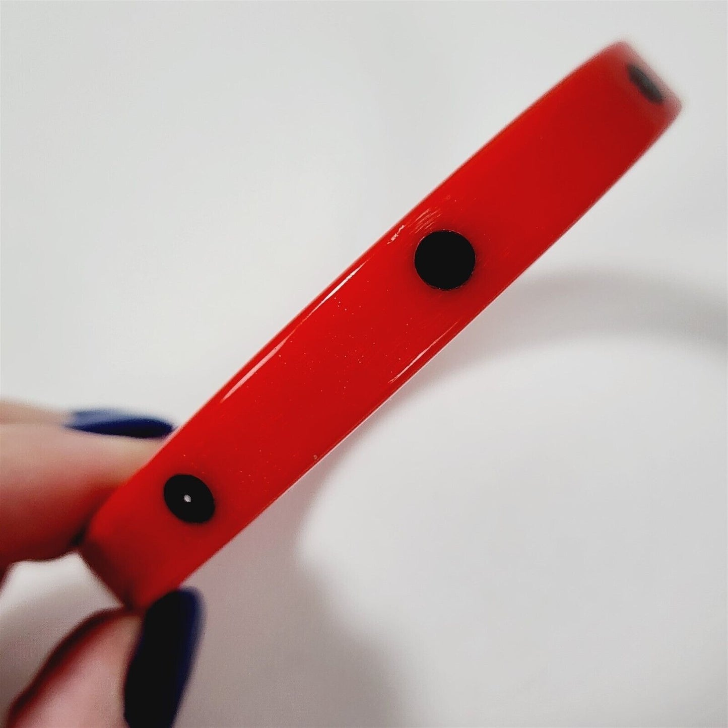 Vintage Red & Black 8 Polka Dot Bakelite Bangle Bracelet