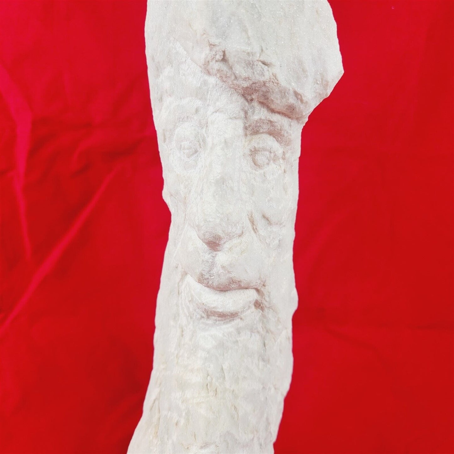 Eugene Guass Marble Sculpture Abstract Man's Face Head MCM 16" tall 1974