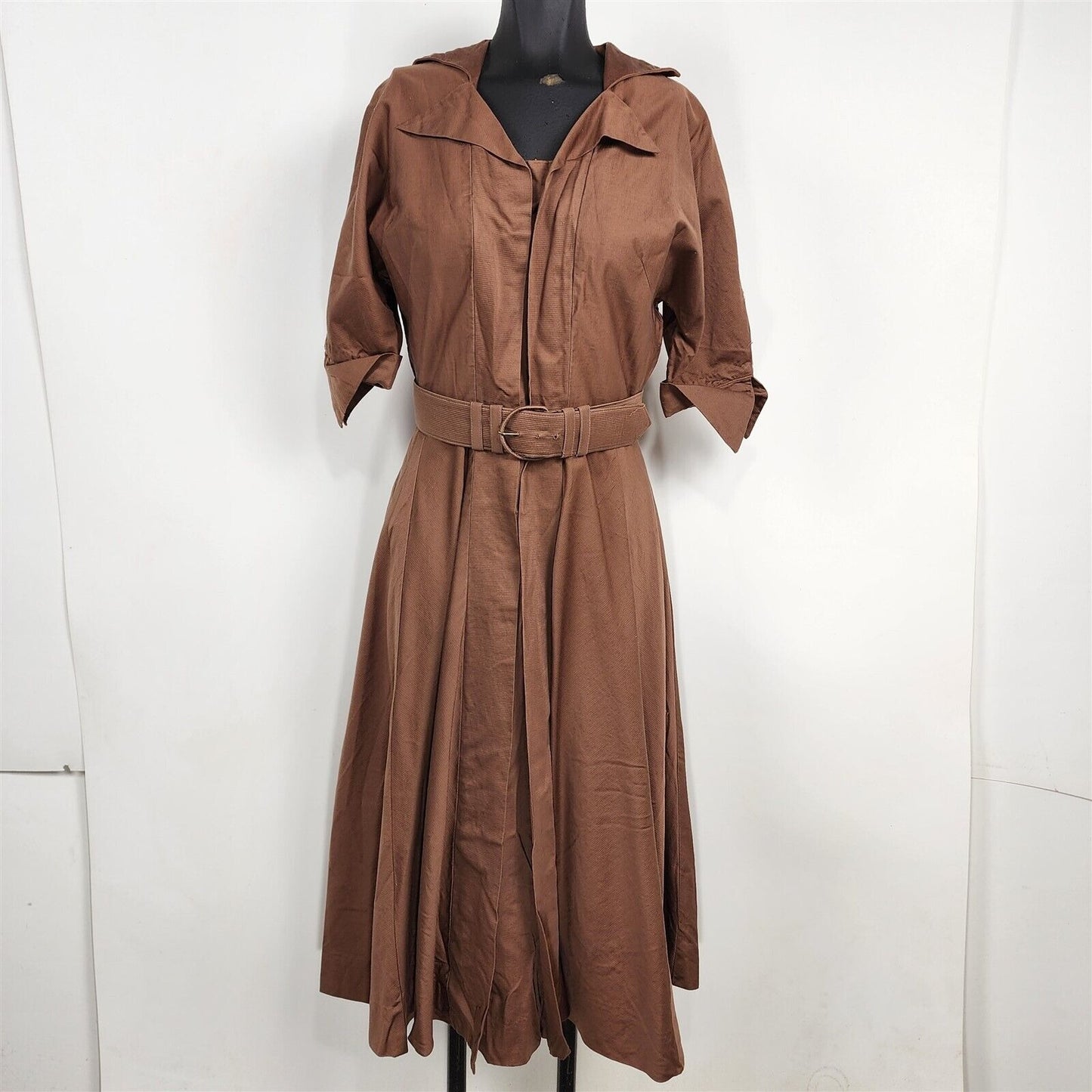 Vintage 1950s Helen of California Brown Shirt Dress Womens Size 6