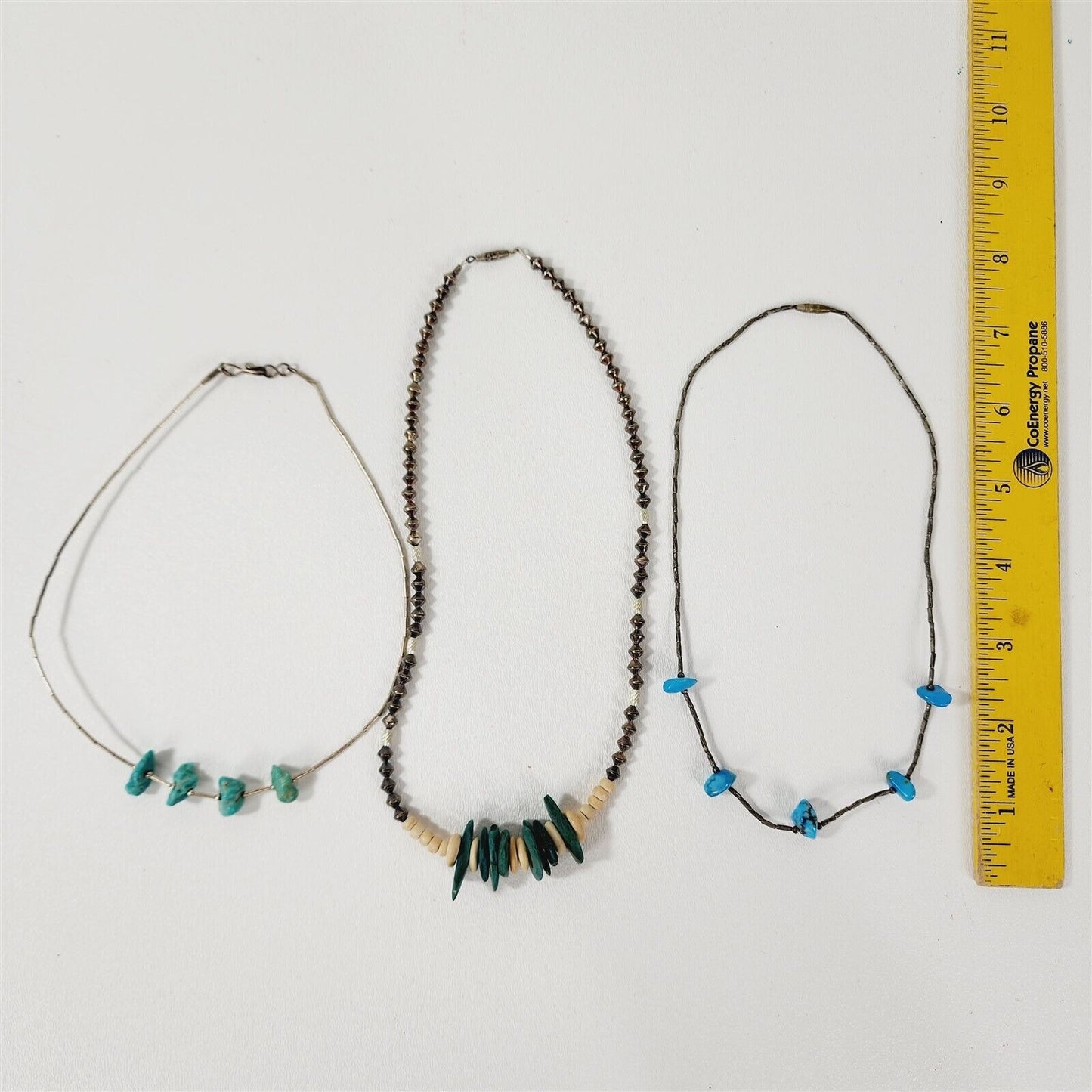 3 Vintage Liquid Sterling Beaded Turquoise Necklaces