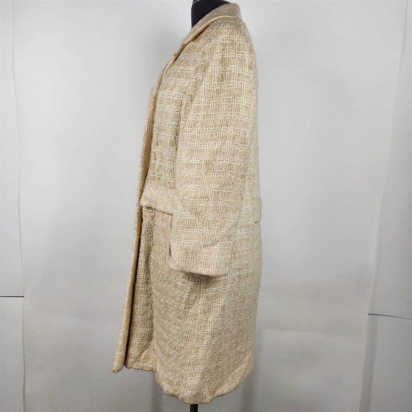 Vintage Fashion Cream Yellow Long Double Breasted Peacoat Coat