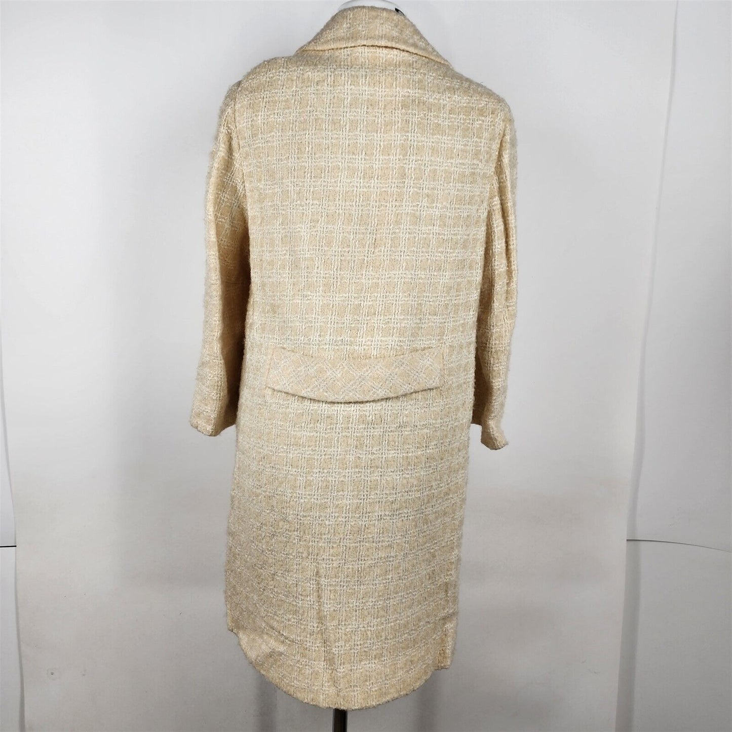 Vintage Fashion Cream Yellow Long Double Breasted Peacoat Coat