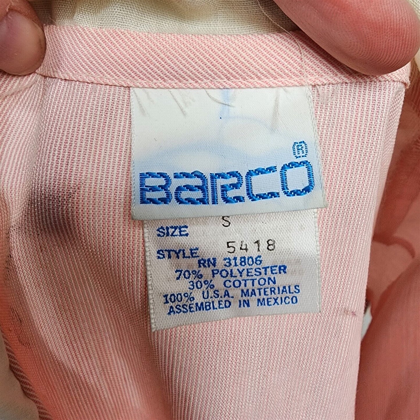 Vintage Barco Vintage Pink Button Front Uniform Shirt Top Womens Size S