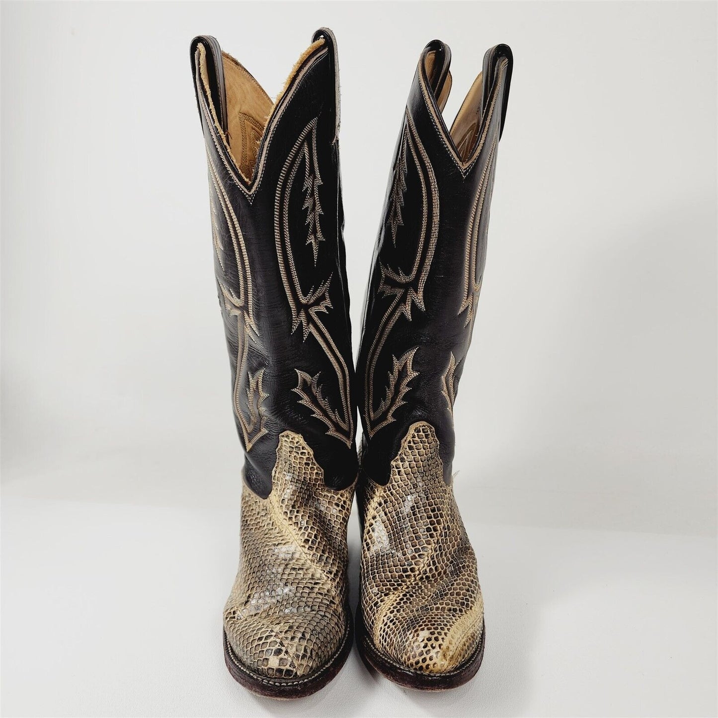 Vintage Tony Lama Leather Python Snakeskin Cowboy Western Boots Size 6B 8460