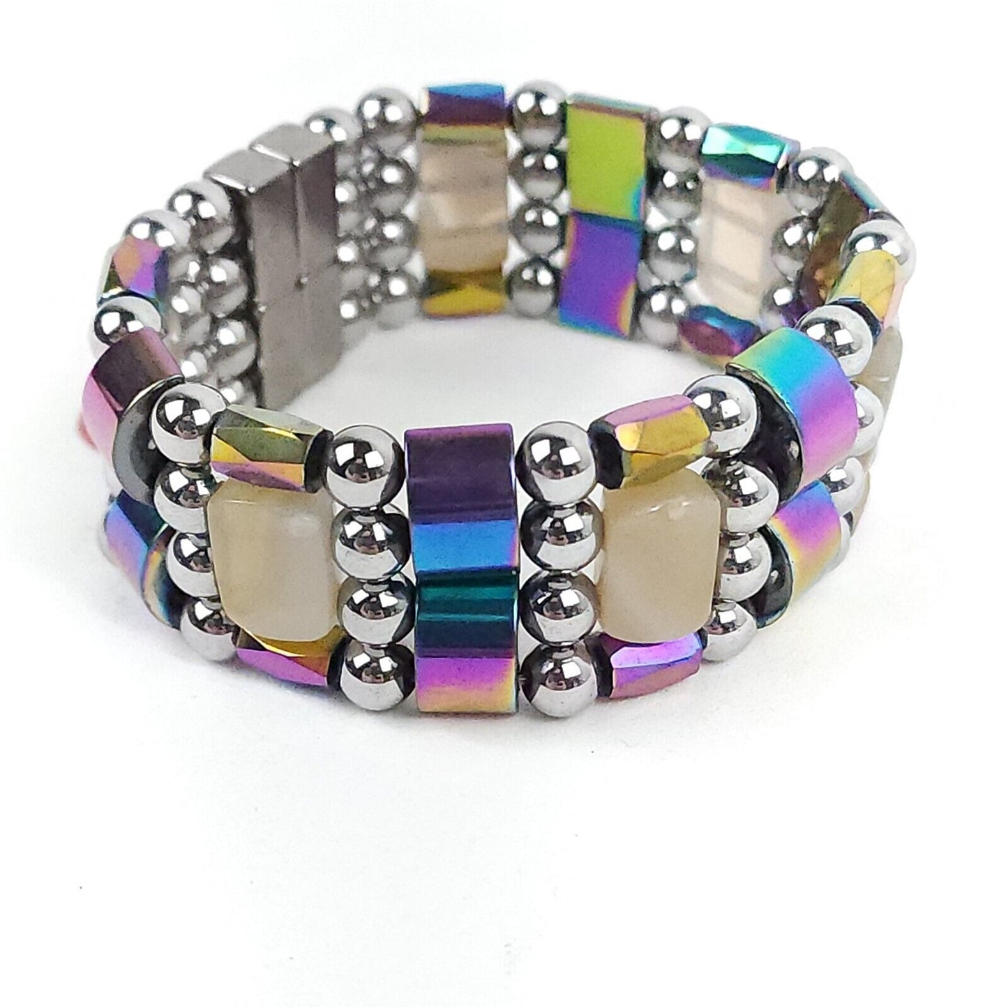 Rainbow Agate Magnetic Bracelet Therapeutic Quad