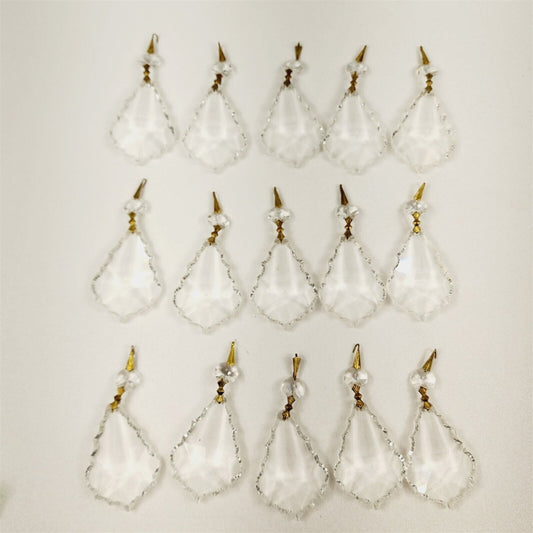 15 Vintage Chandelier Lamp Replacement Parts Crystal Pendalogue Teardrops #2