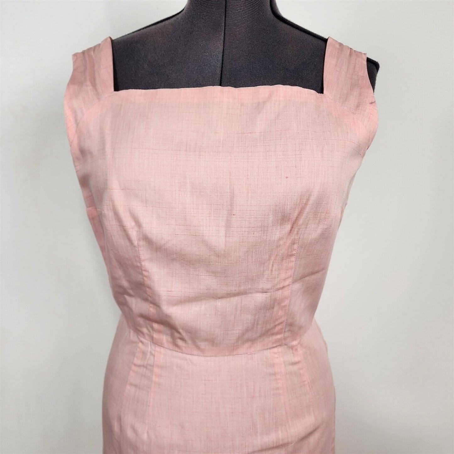 Vintage Pink Square Neck Straight Sheath Dress Womens Size M