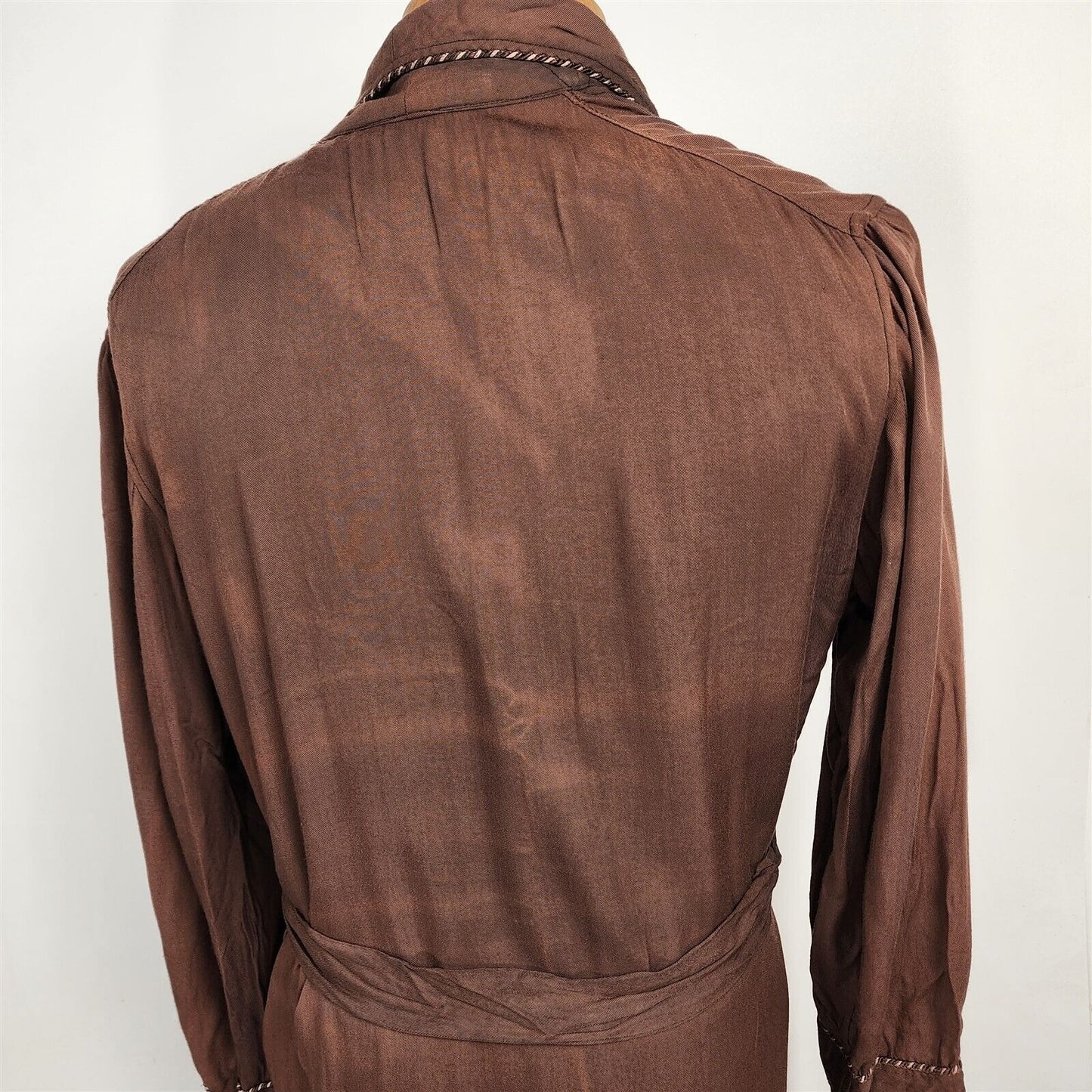 Vintage Hollywood Robe Brown Long Sleeve Lounge Belted Robe