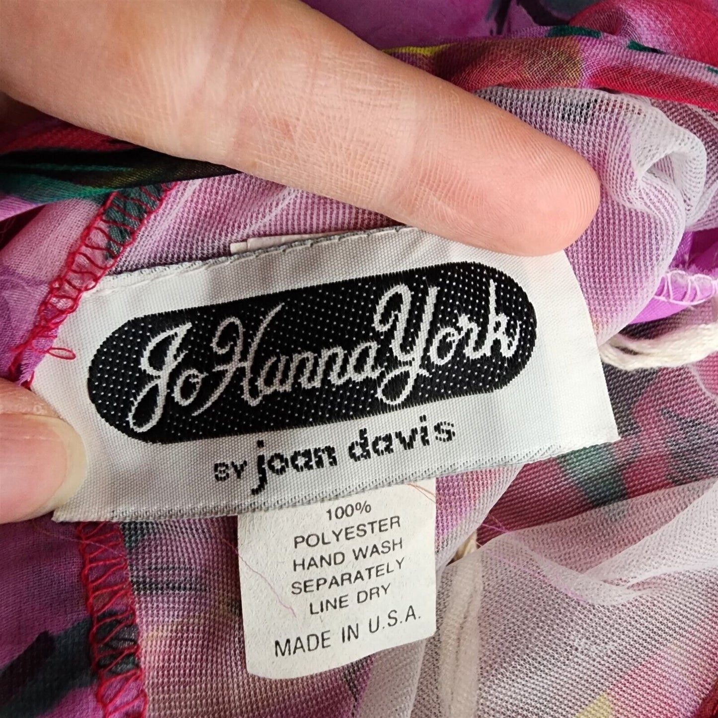 Vintage JoHanna York by Joan Davis Pink Abstract Floral 2 Piece Drop Waist Dress