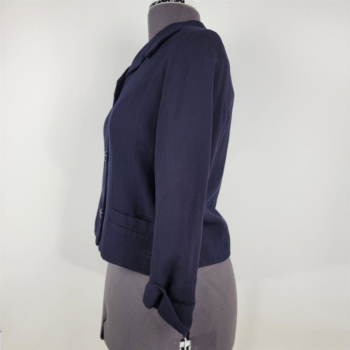 Vintage 1960s Kirkland Hall Navy Blue Skirt Suit Set Womens S/M