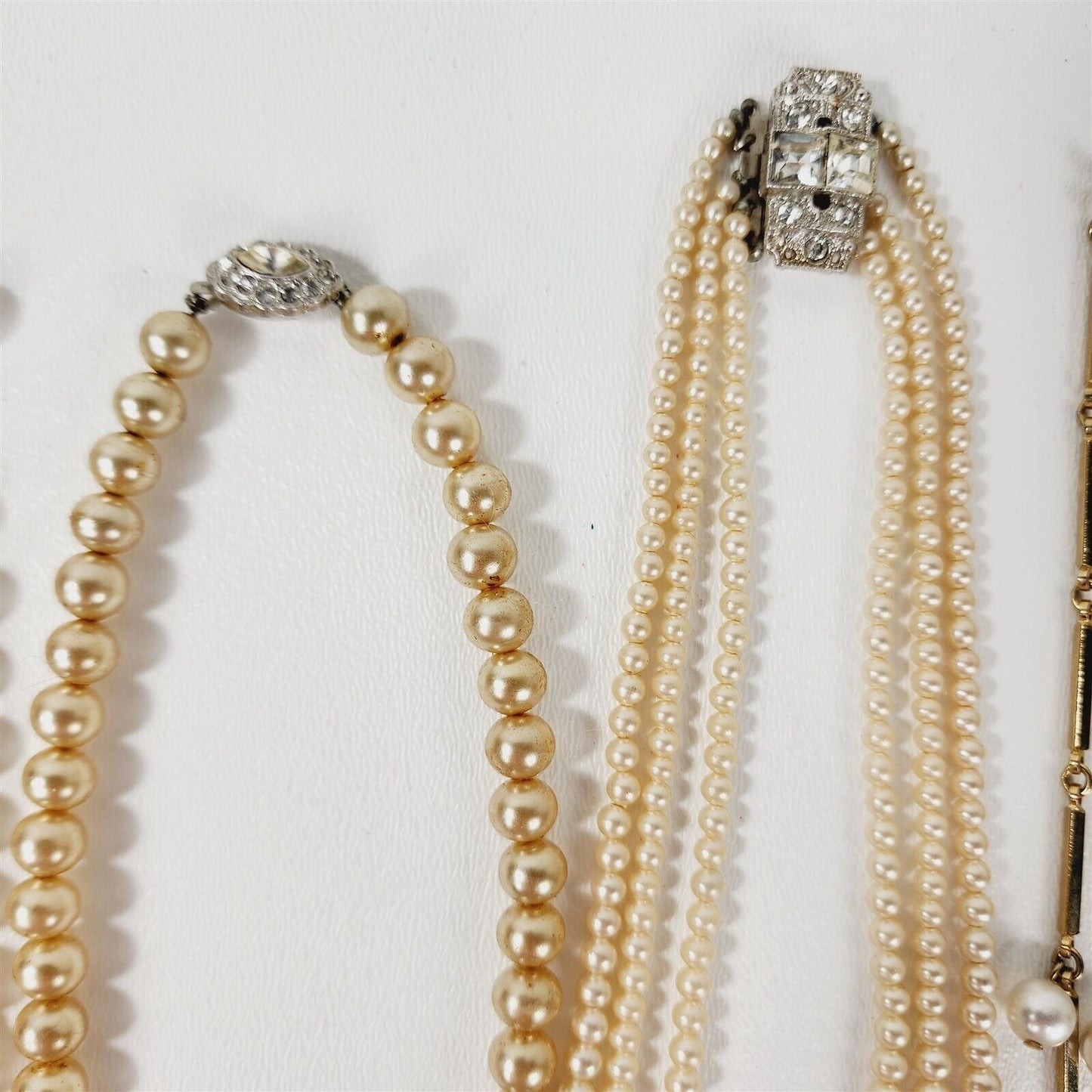 6 Vintage Faux Pearl Beaded Retro Necklaces