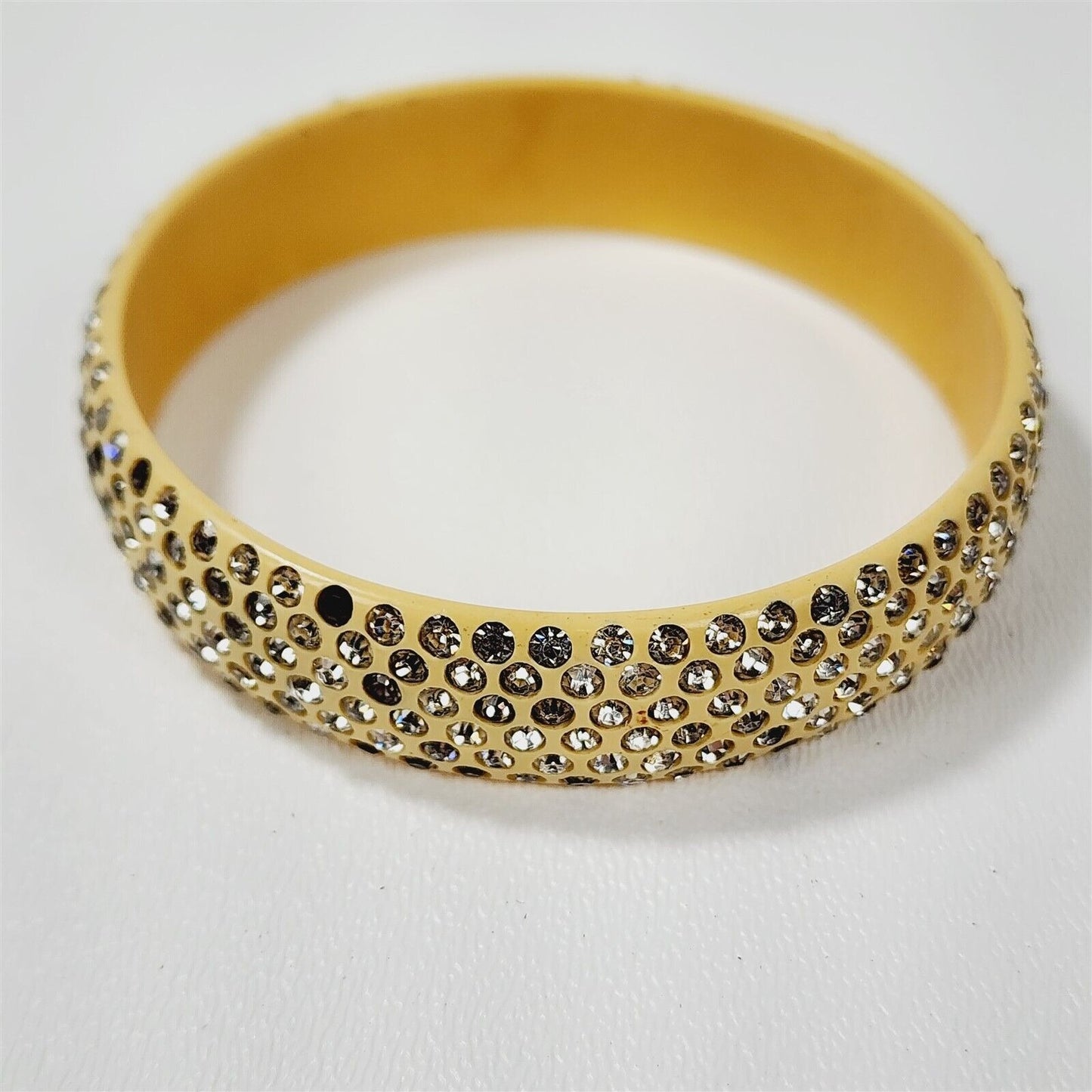 Vintage Yellow Rhinestone Bakelite Bangle Bracelet