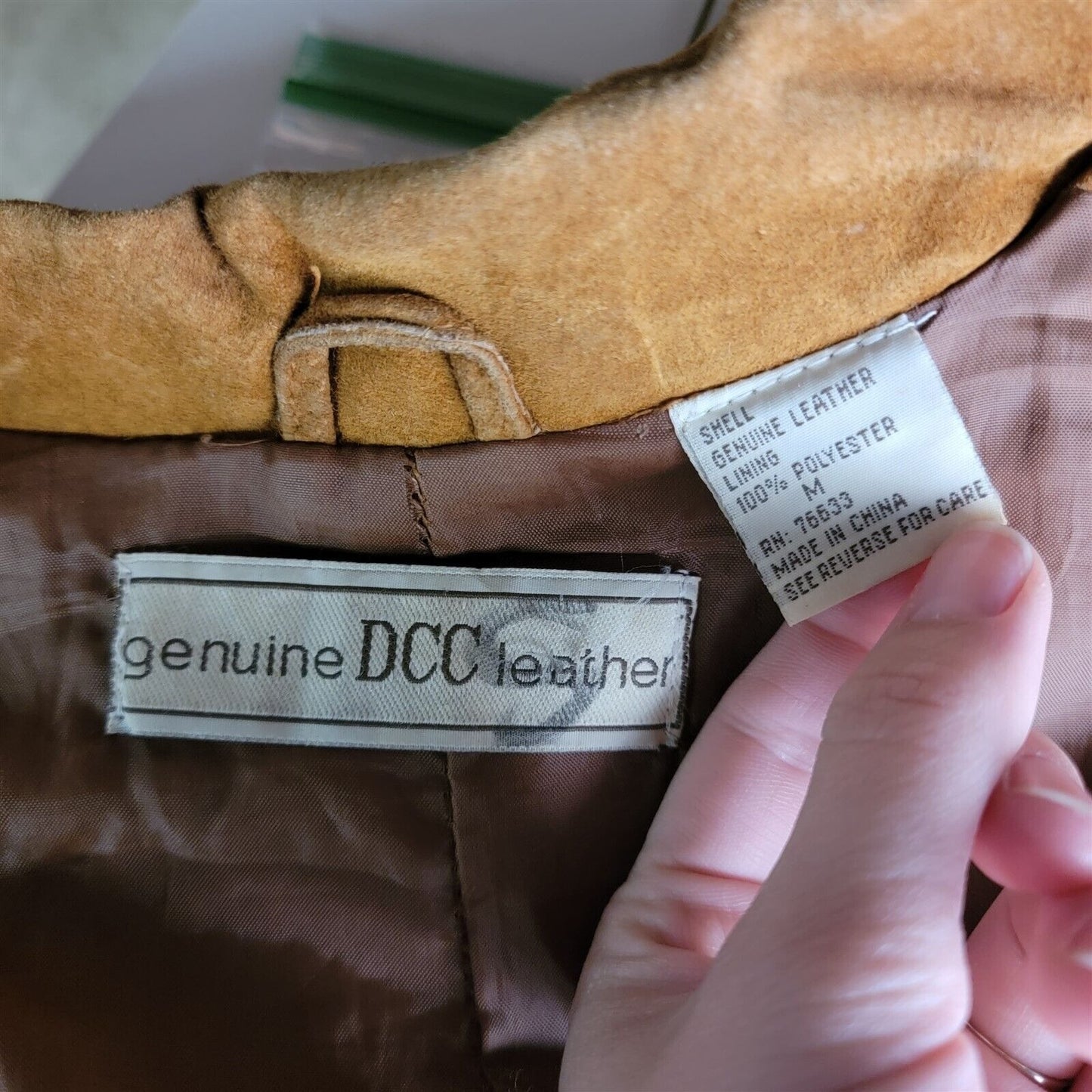 Vintage Genuine DCC Leather Tan Button Up Jacket Womens Size M