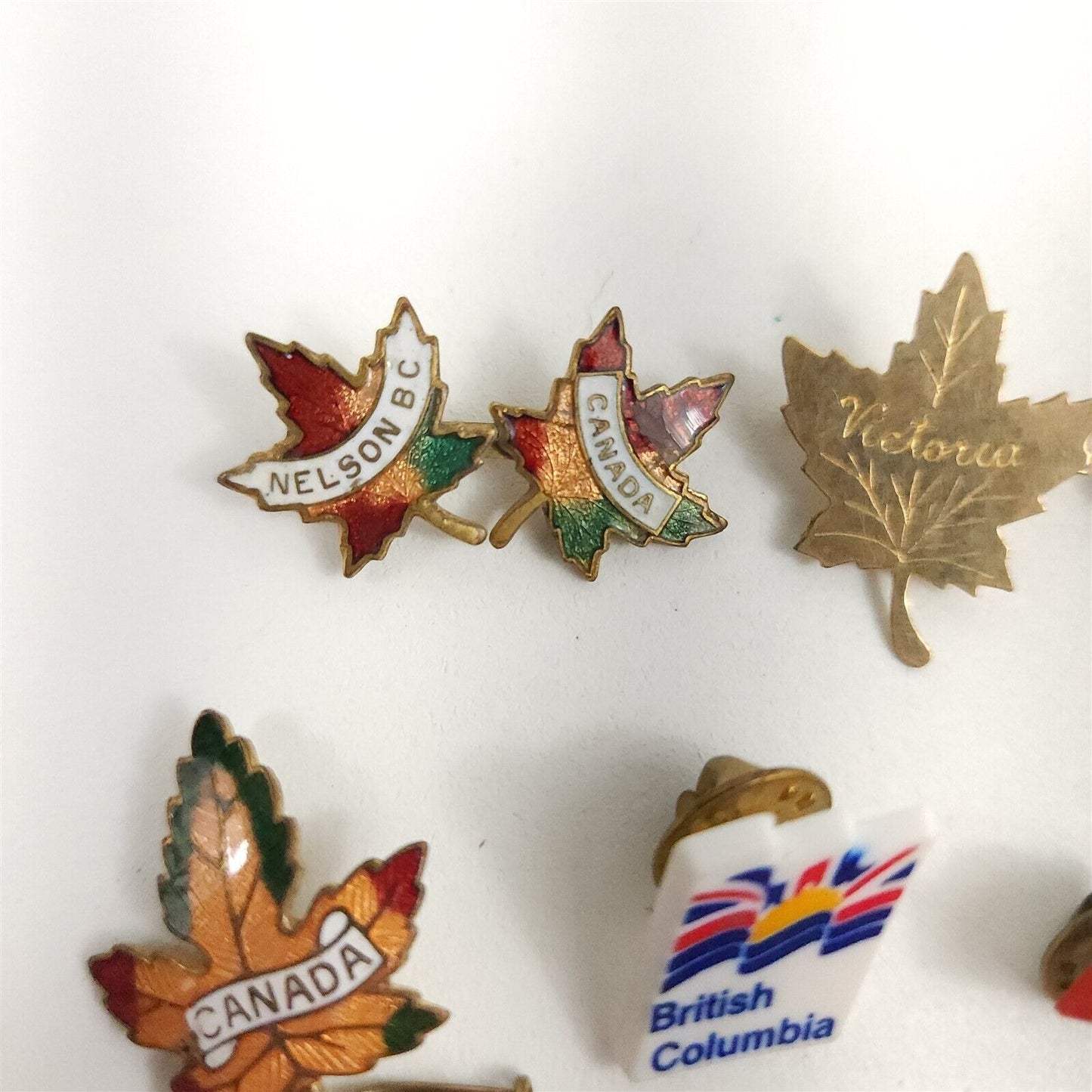 Lot of 10 Canada Maple Leaf 1942 Pinback Lapel Pins