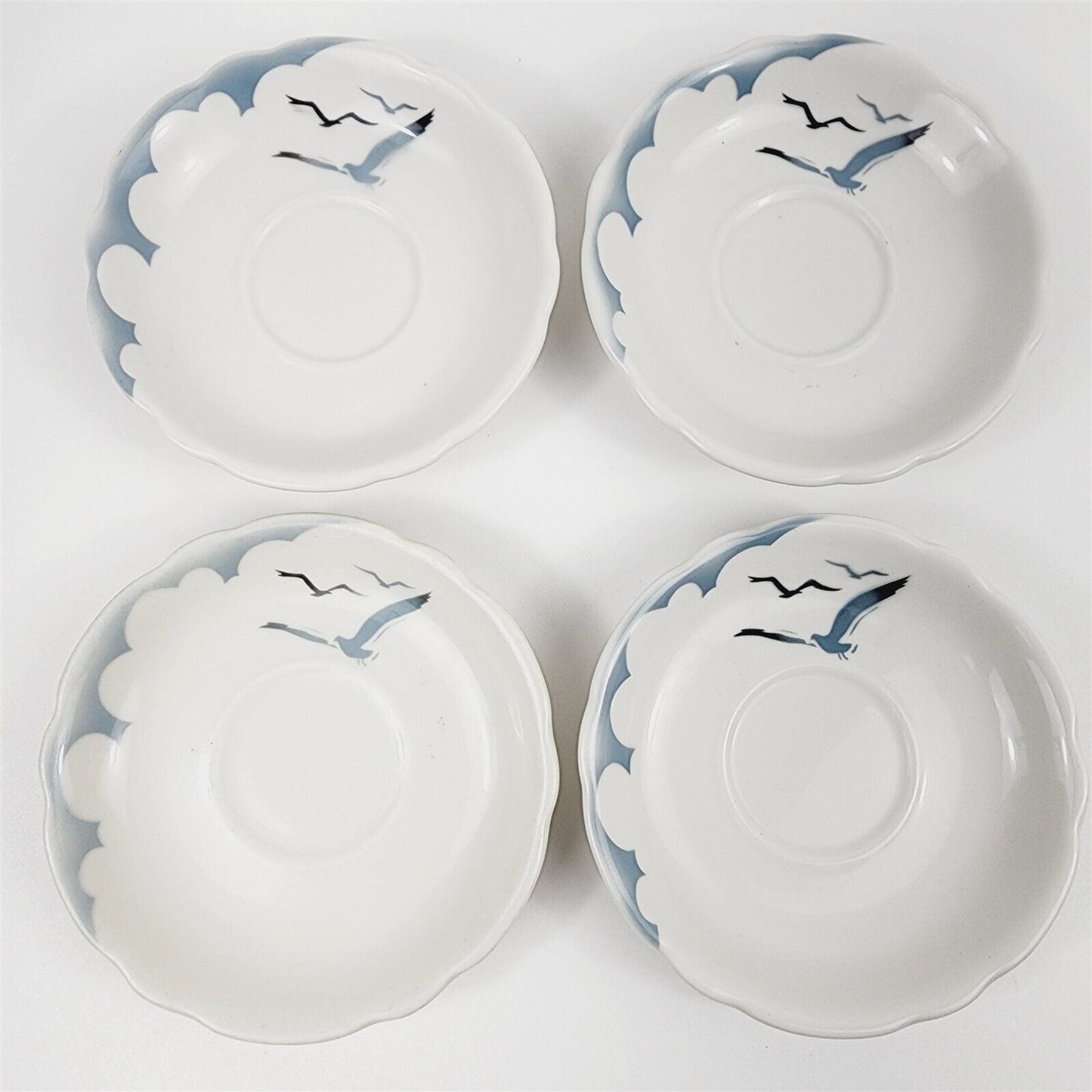 4 Vintage Jackson China Restaurant Ware Seagull Nautical Bird Saucers