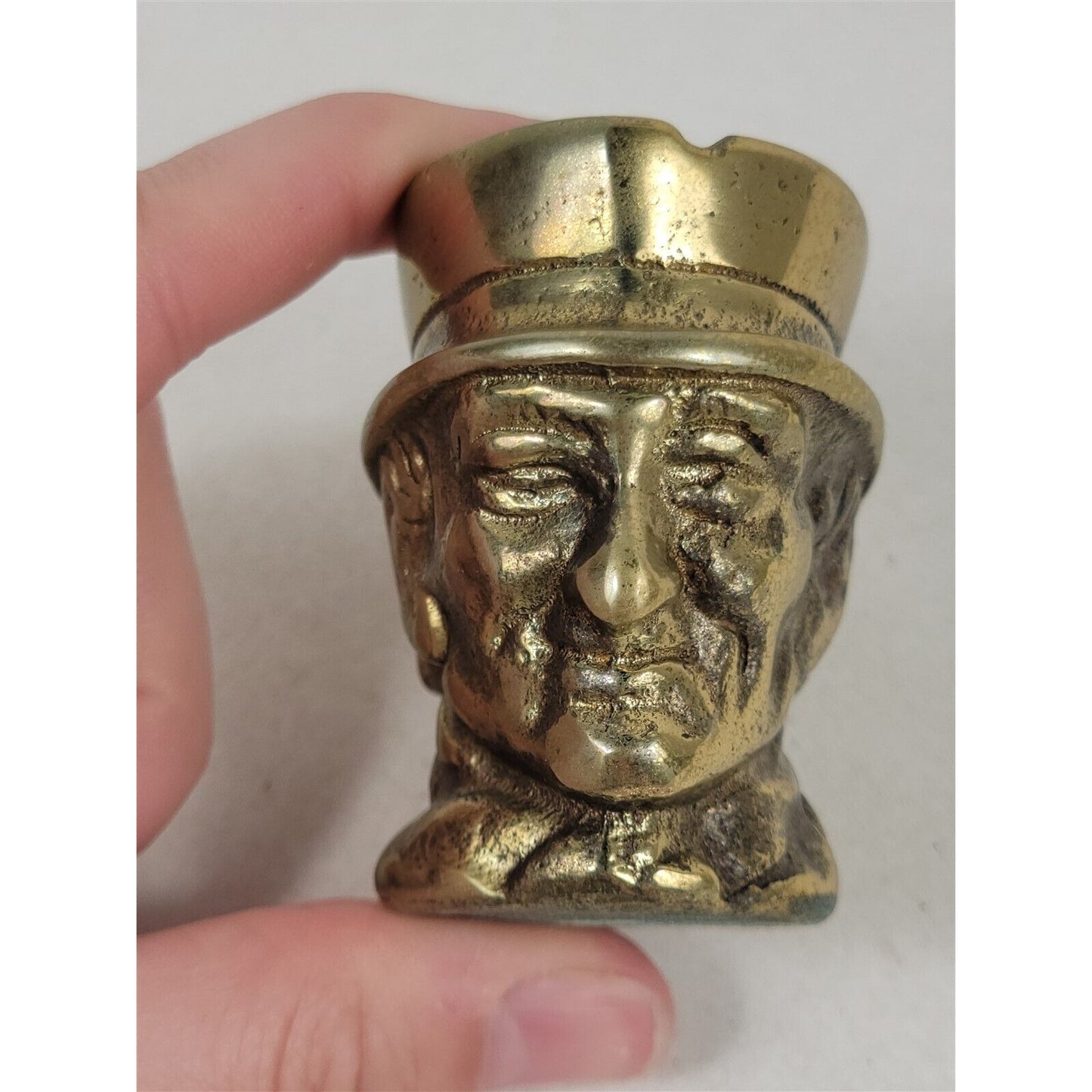 Brass Toby Jug Character Face Tankard Mug Decorative Vintage 2"