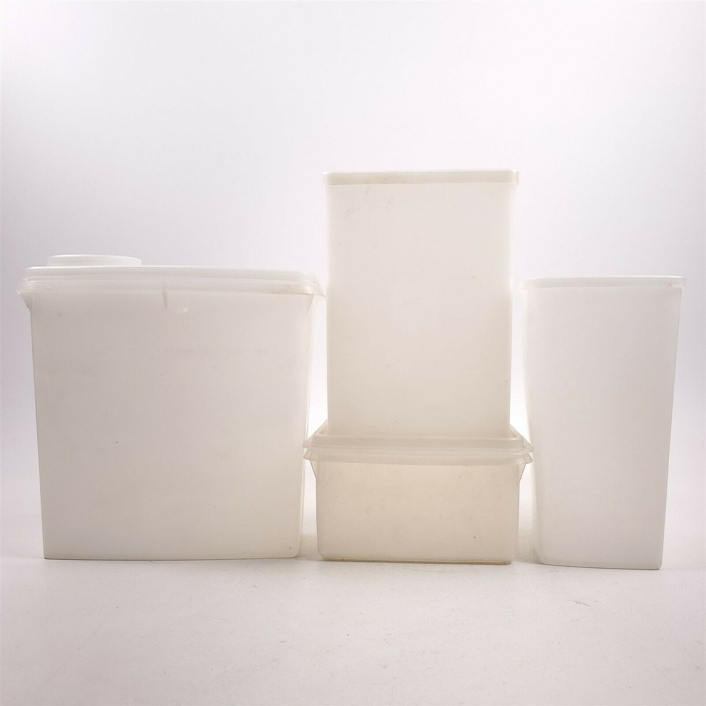 4 Vintage Tupperware Sheer Storage Containers 313, 484, 469, 677 Cereal IceCream