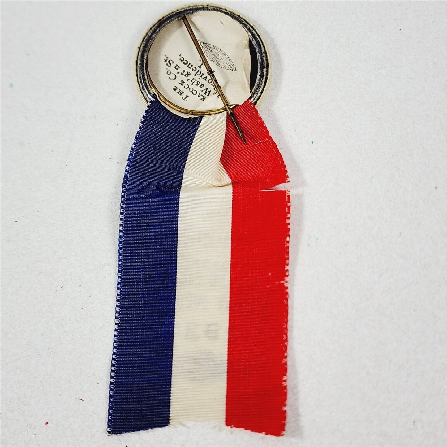 Antique 1924 New England Railroad Veterans 13th Reunion Ribbon & Pin Button - 4"