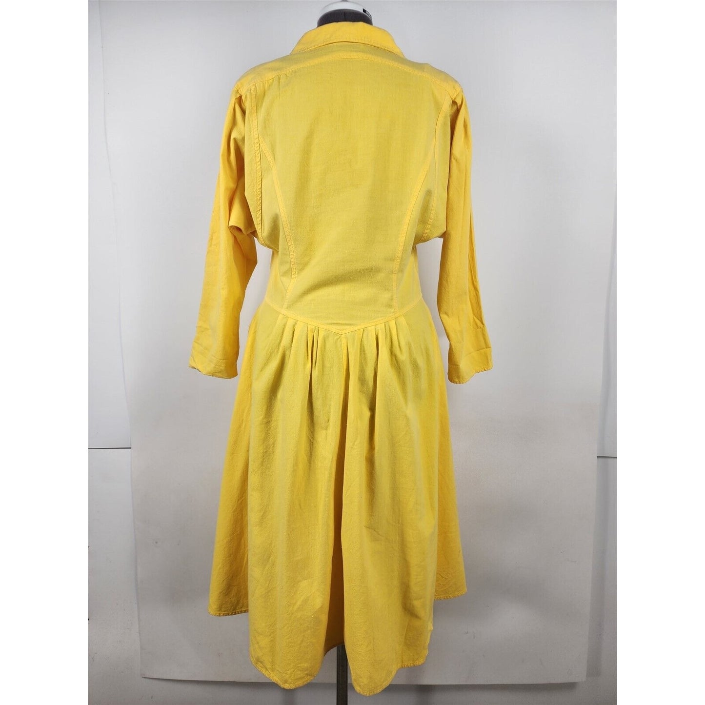 Vintage 1980s Pea Patch New York Yellow Long Sleeve Cotton Dress