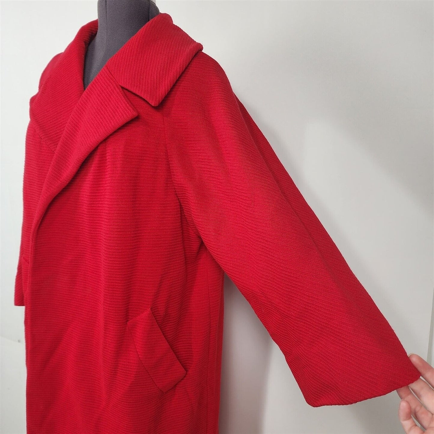 Vintage 1950s/60s Lilli Ann Paris Red Knit Open Front Swing Coat