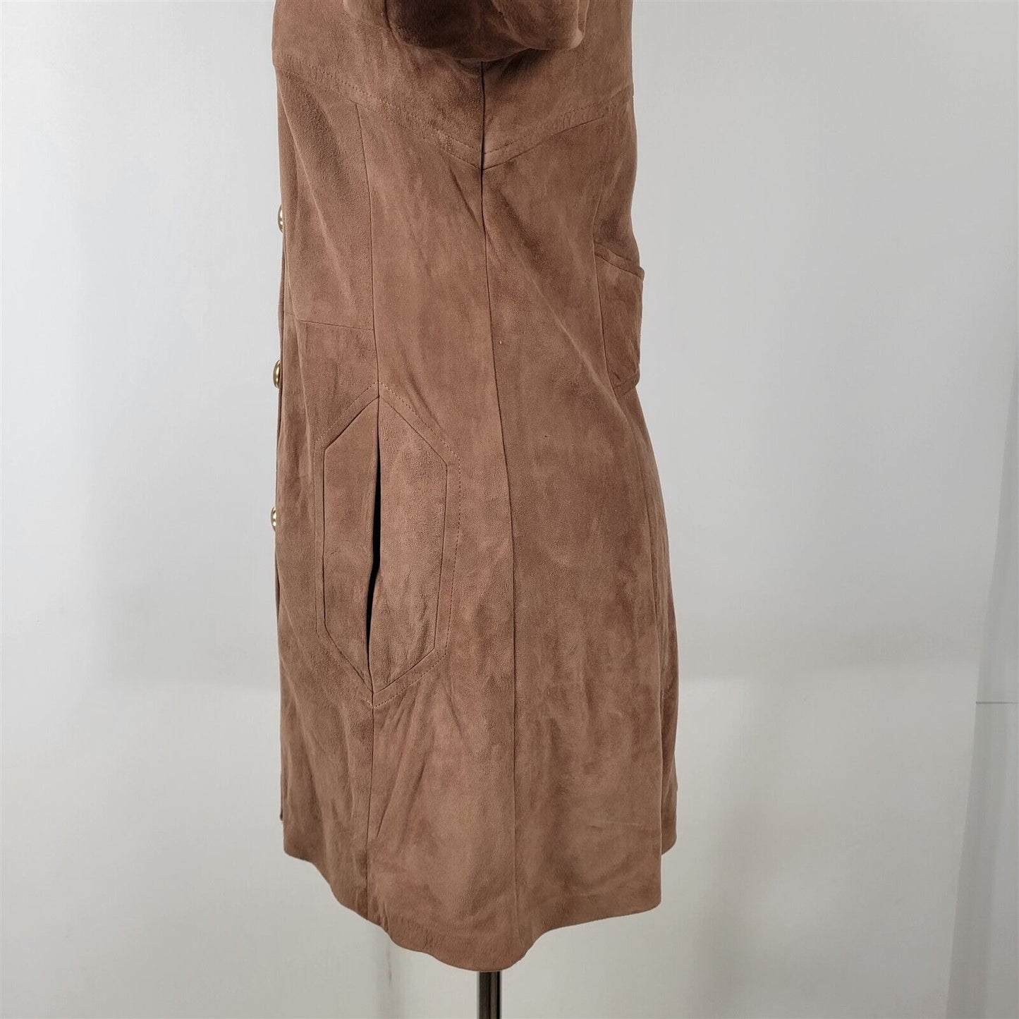 Vintage 1960s Lion Brown Soft Suede Mid Length Leather Jacket Womens Size 12