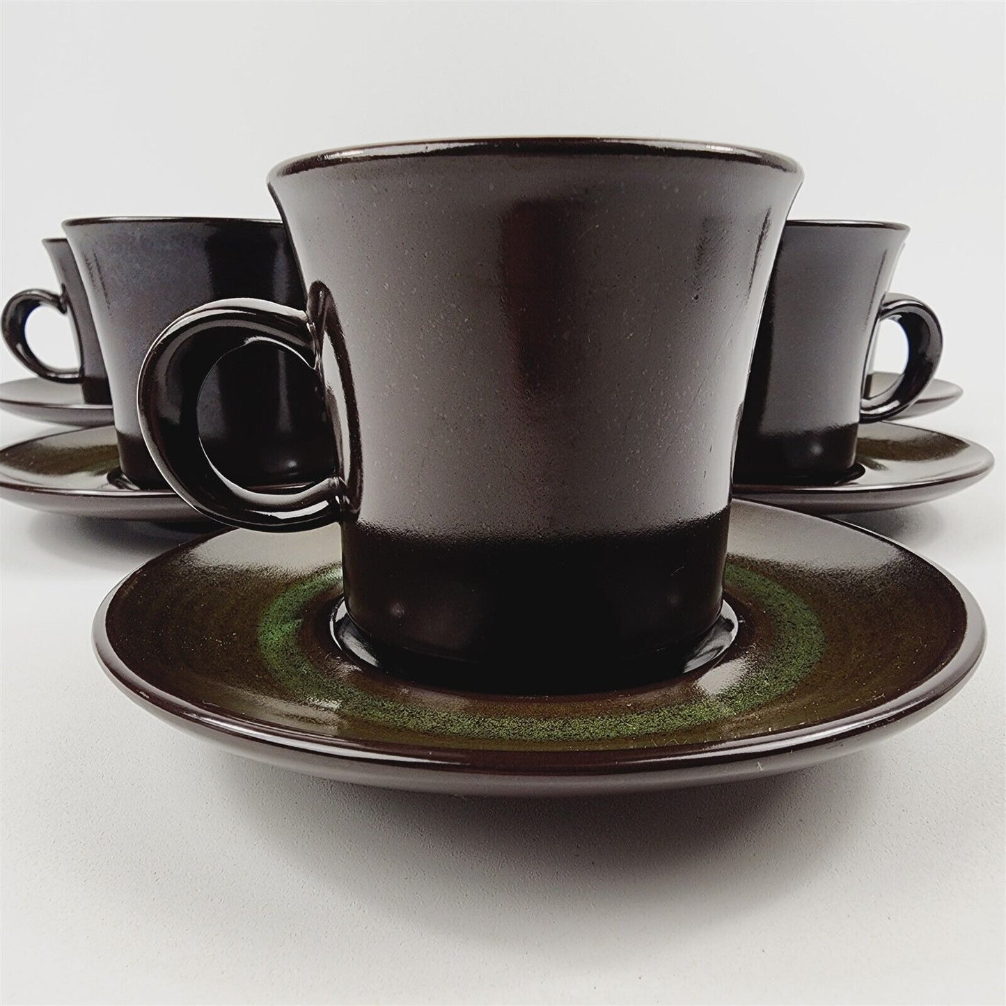 6 Vintage Franciscan Madeira Brown Green Teacup & Saucer Sets