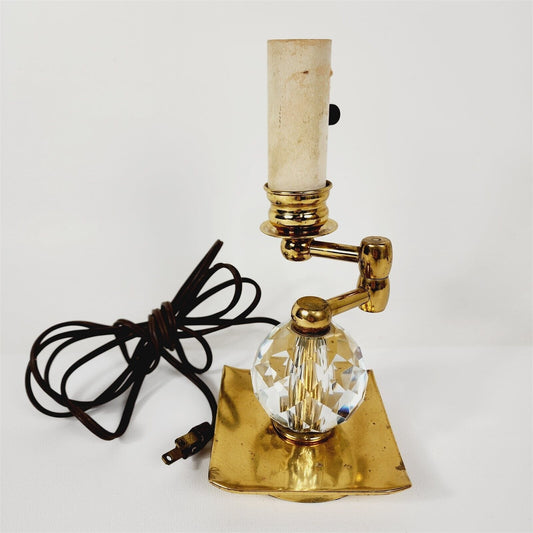 Vintage Tower Craftsman Brass Lamp Cut Glass Home Decor Table Lamp