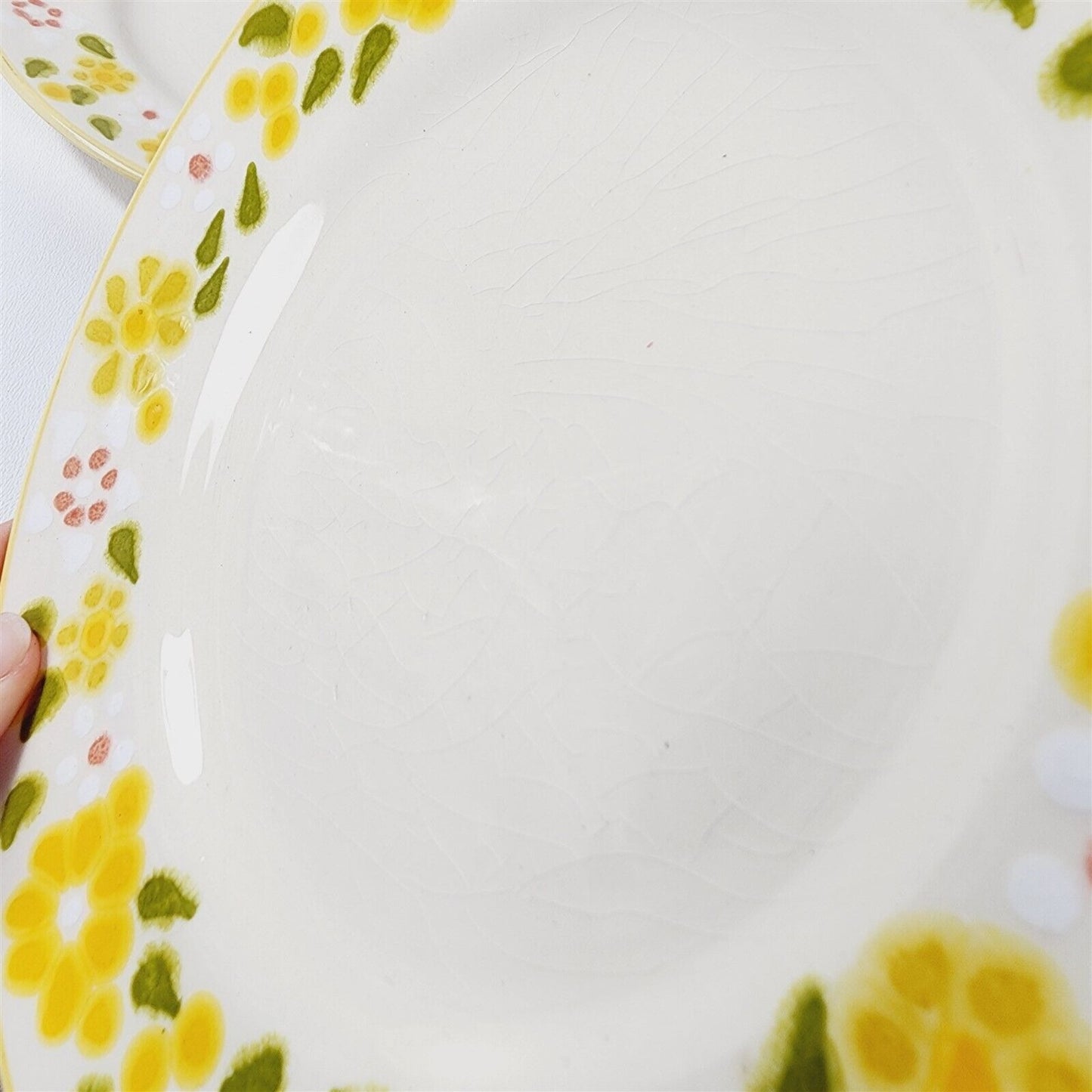 2 Vintage Franciscan Daisy Wreath Yellow Flower Salad Plates - 8"