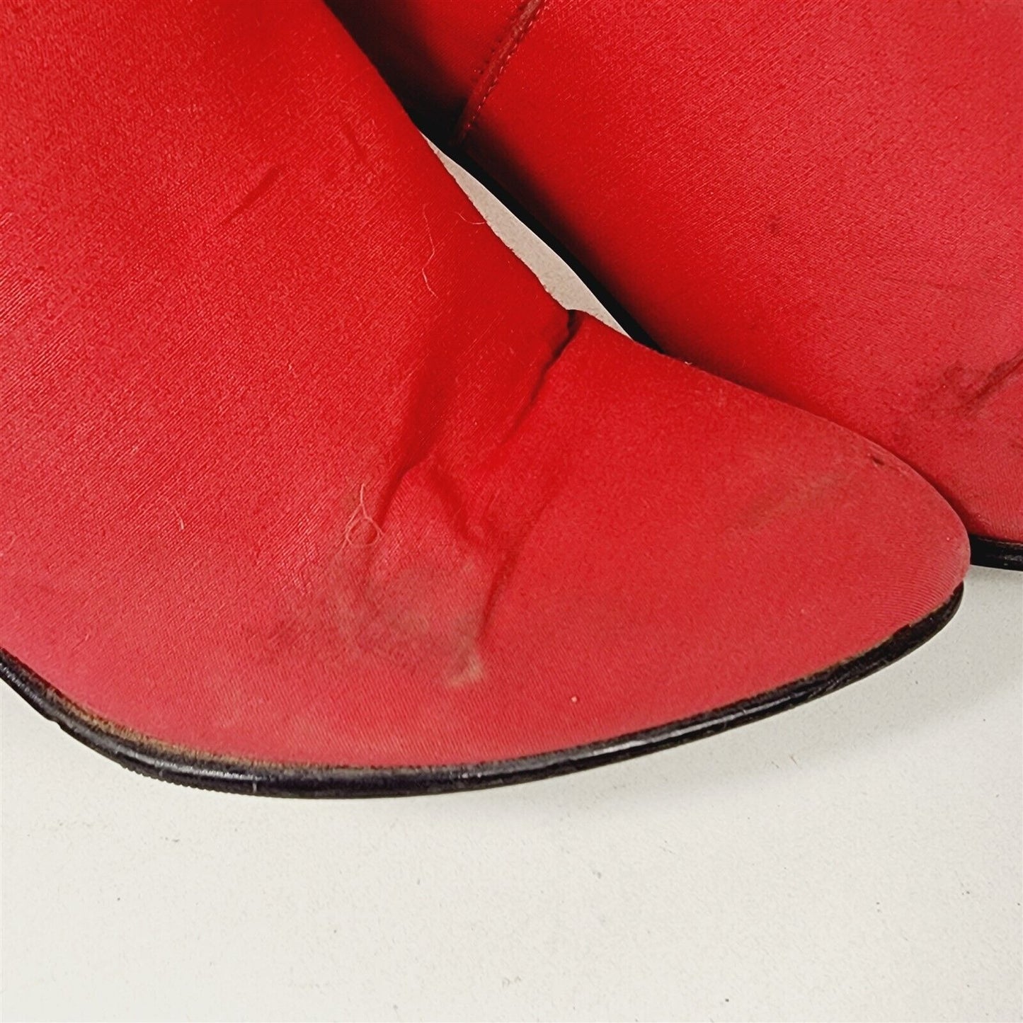 Vintage Hanna Red Canvas Mid Calf Heeled Boots Size 7