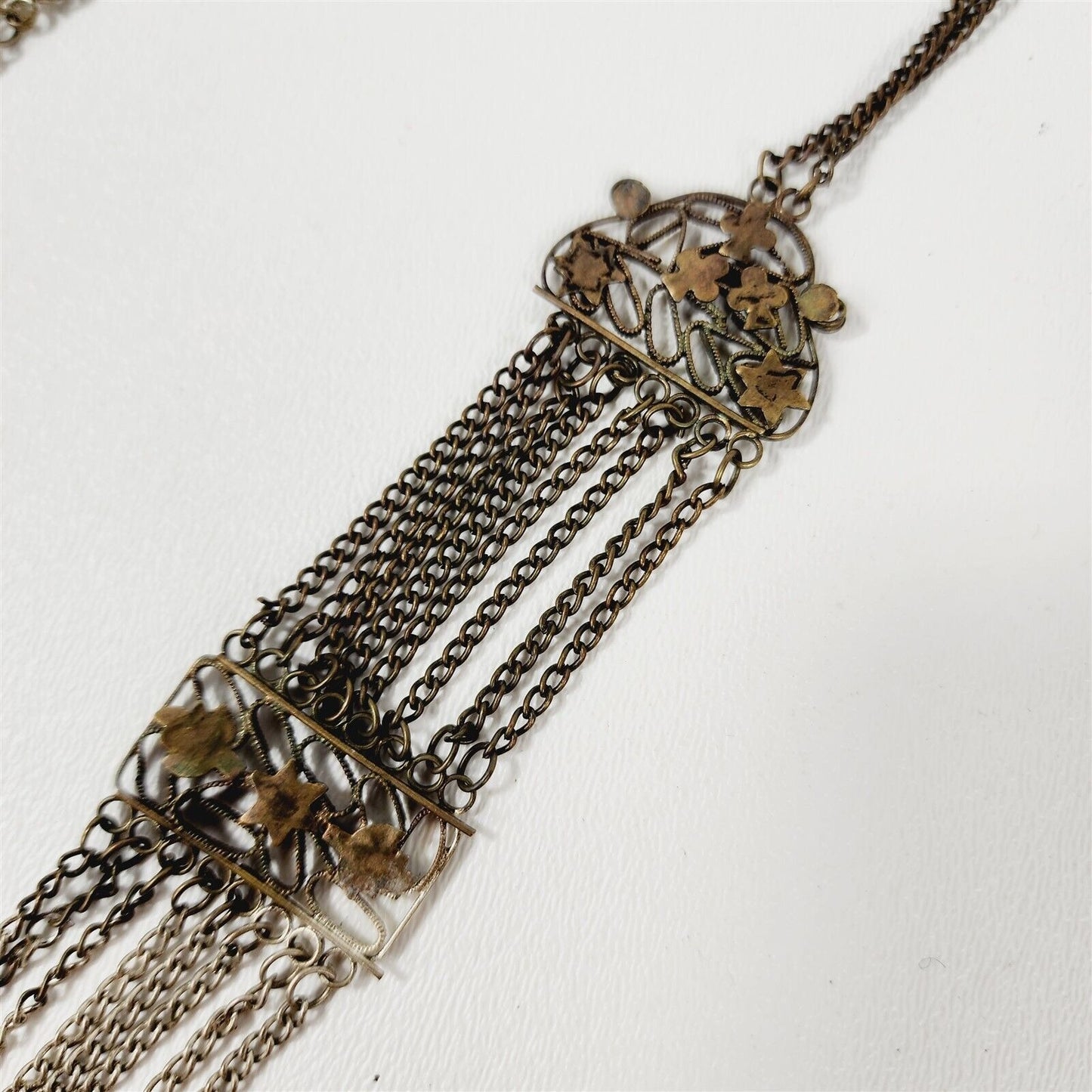 Vintage Silver Filigree Chain Tibetan Layered Necklace