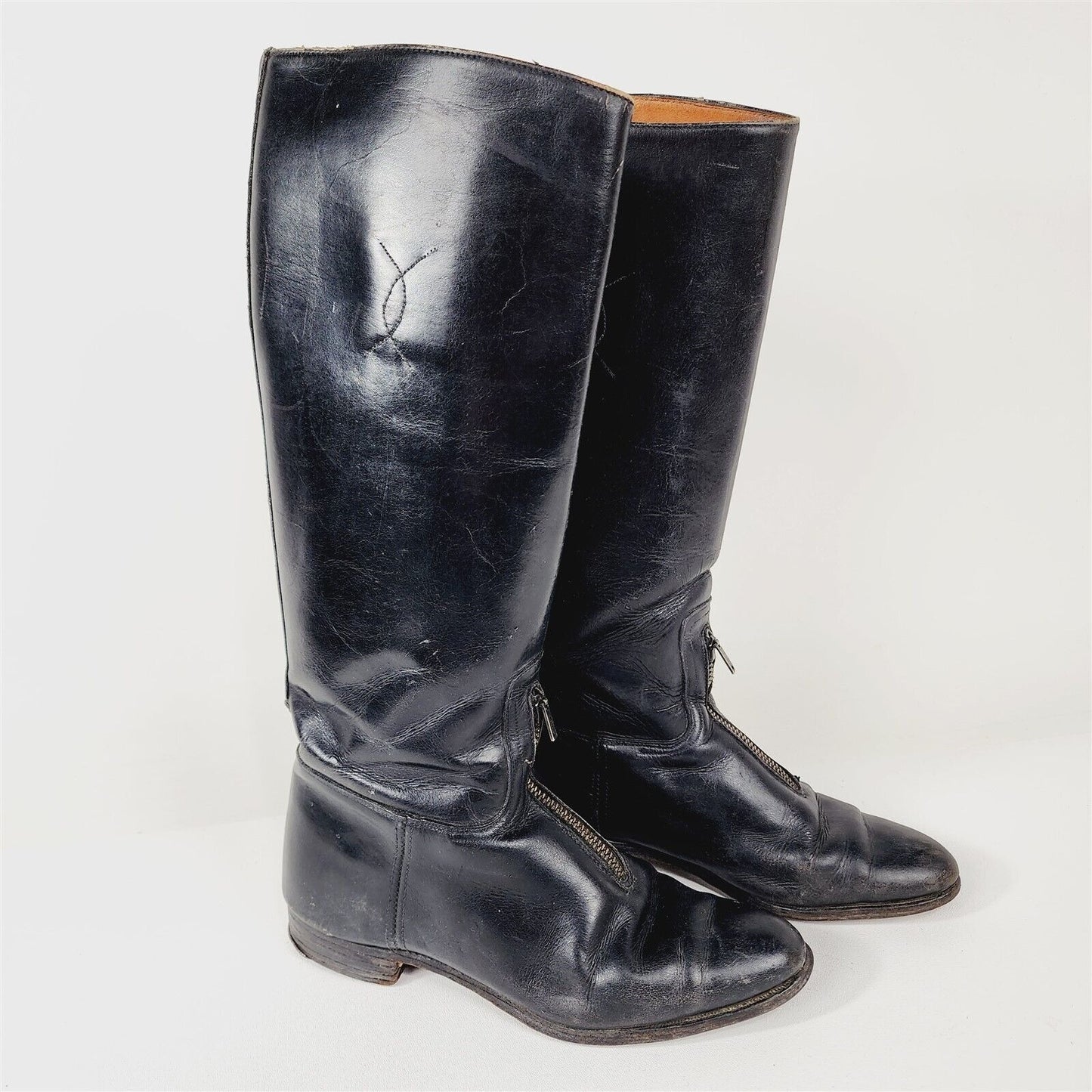 Vintage Black Leather Knee High Riding Boots Womens Size 5.5