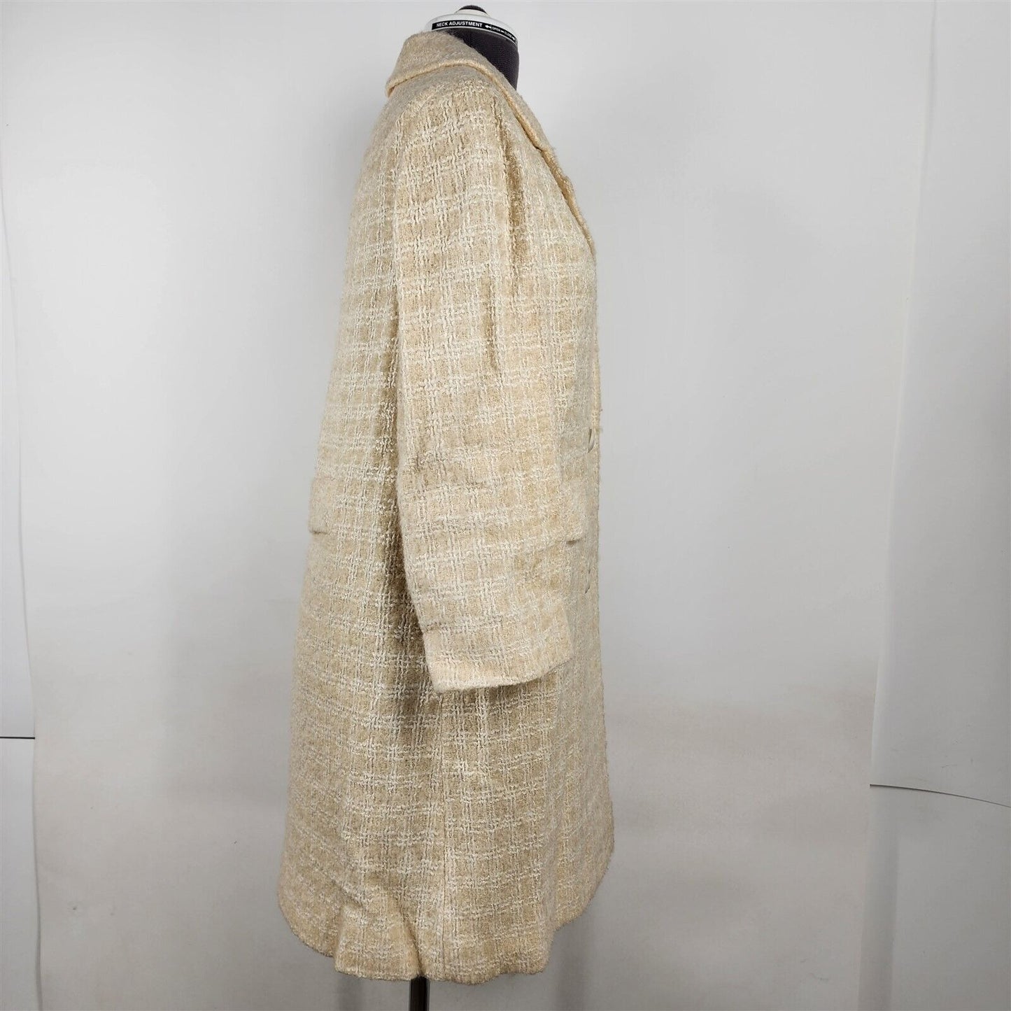 Vintage Fashion Cream Yellow Long Double Breasted Peacoat Coat