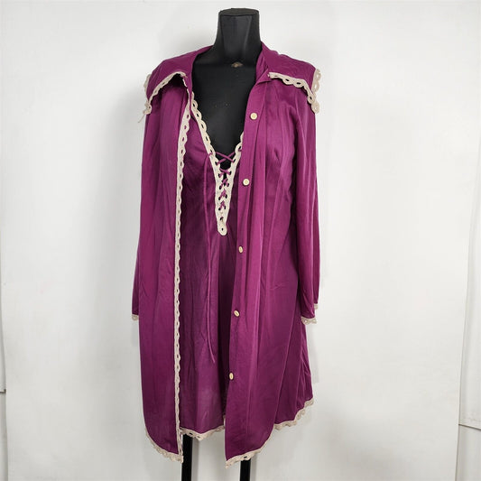 Vintage Formfit Rogers Purple Magenta 2 Piece Sleep Set Lingerie Dress & Robe